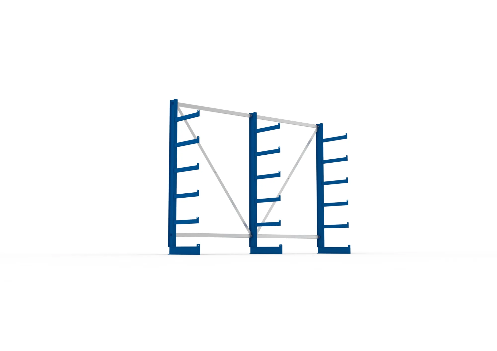 META ATLAS ST | Kragarmregal | 2 Felder | 2000 x 2700 x 500 mm | Armlast 200 kg | einseitig | 5+1 Ebenen | RAL 5010