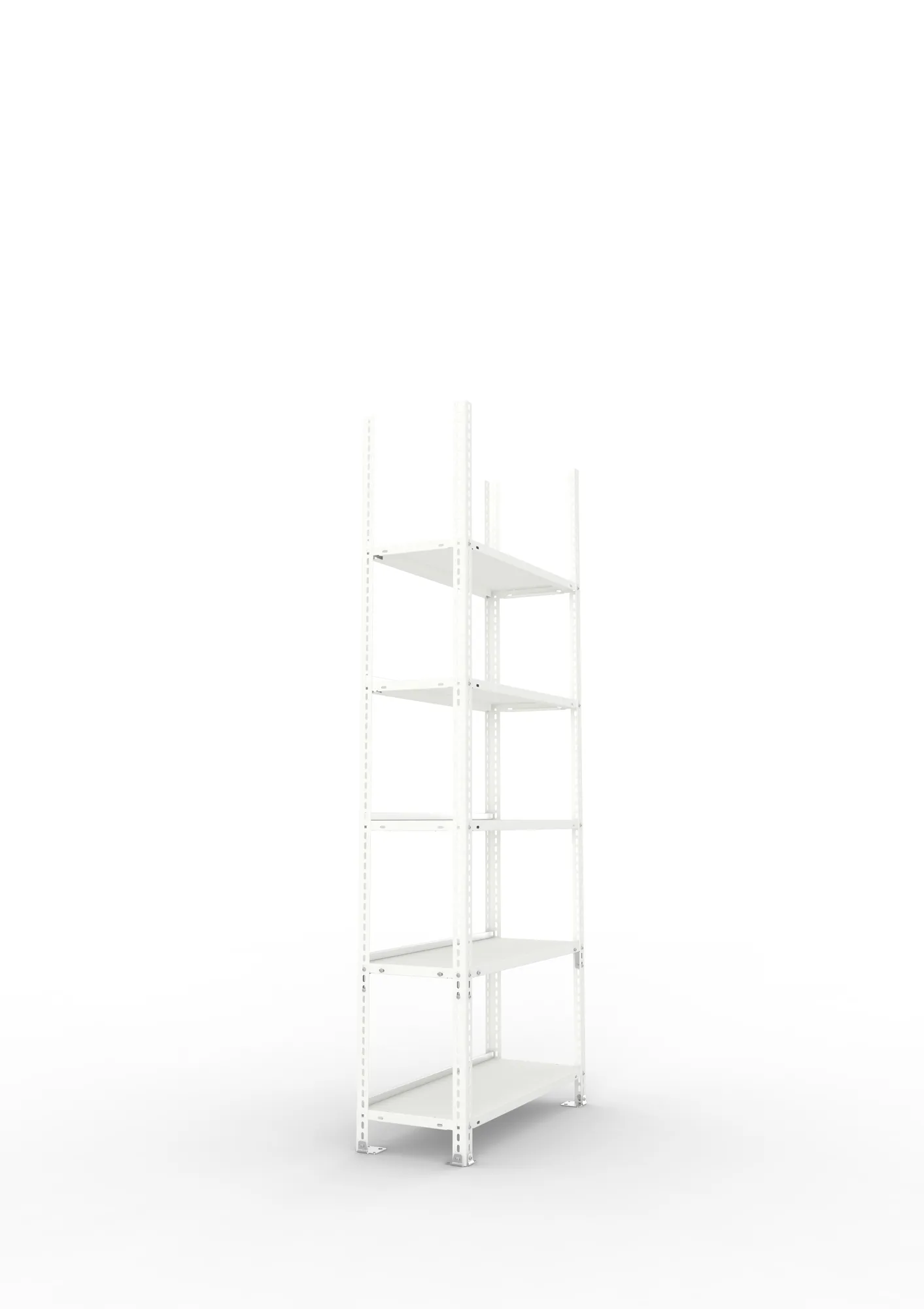 META FIX COMPACT | Büro-Schraubregal | Grundregal | 1850 x 750 x 300 mm | 90 kg | 5 Ebenen | RAL 7035