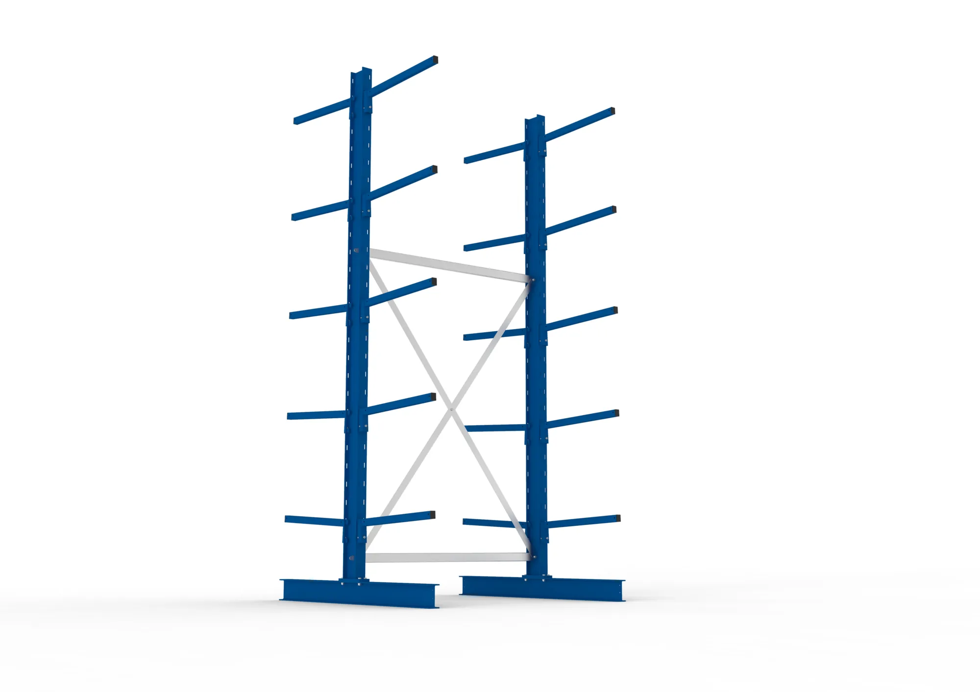 META MULTISTRONG L | Kragarmregal | Grundregal | 3000 x 1300 x 600 mm | Armlast 140 kg | doppelseitig | 5+1 Ebenen