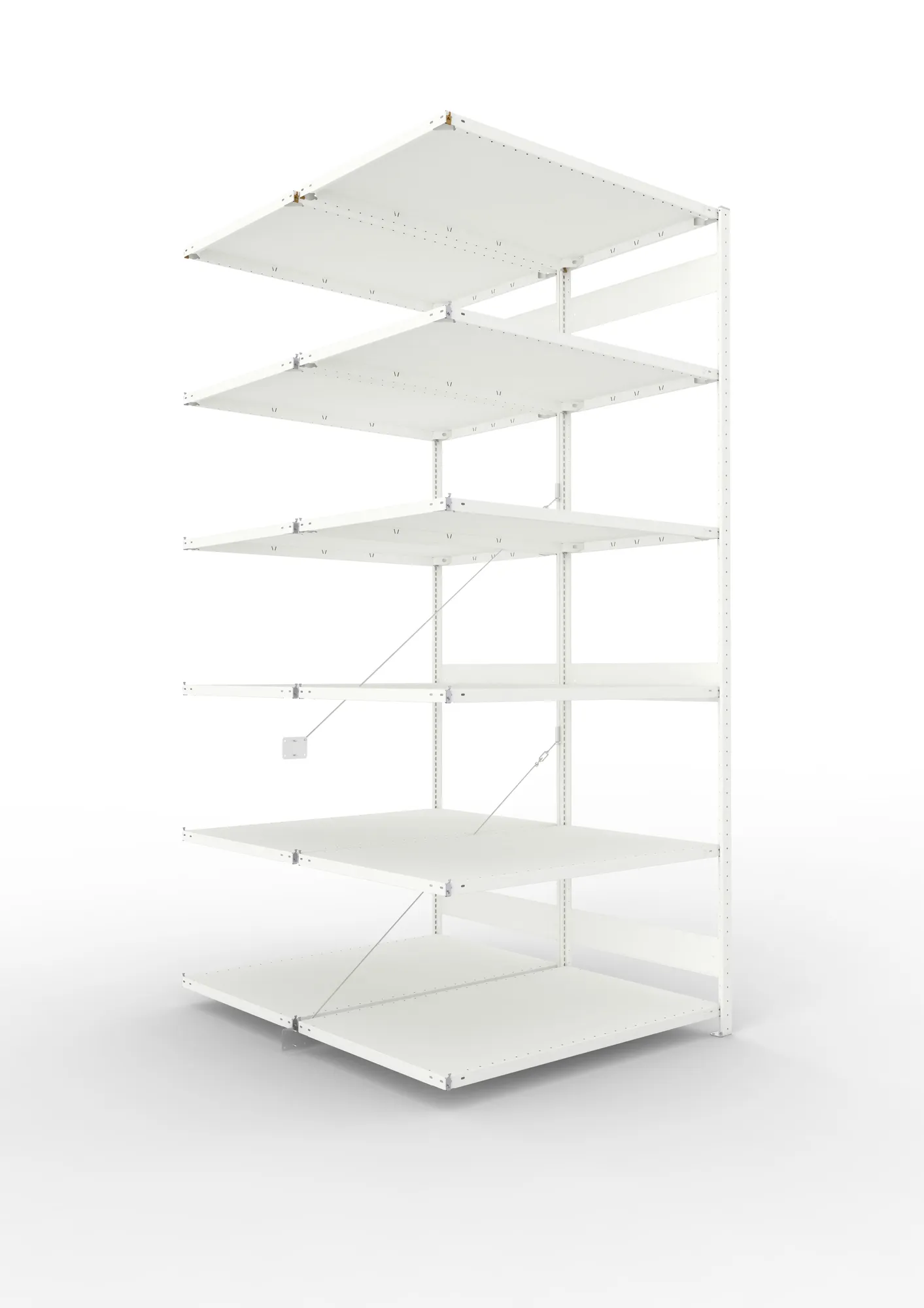 META CLIP | Fachbodenregal | Doppel-Anbauregal | 3000 x 1300 x 800 mm | Fachlast 230 kg | 5+1 Ebenen | RAL 7035