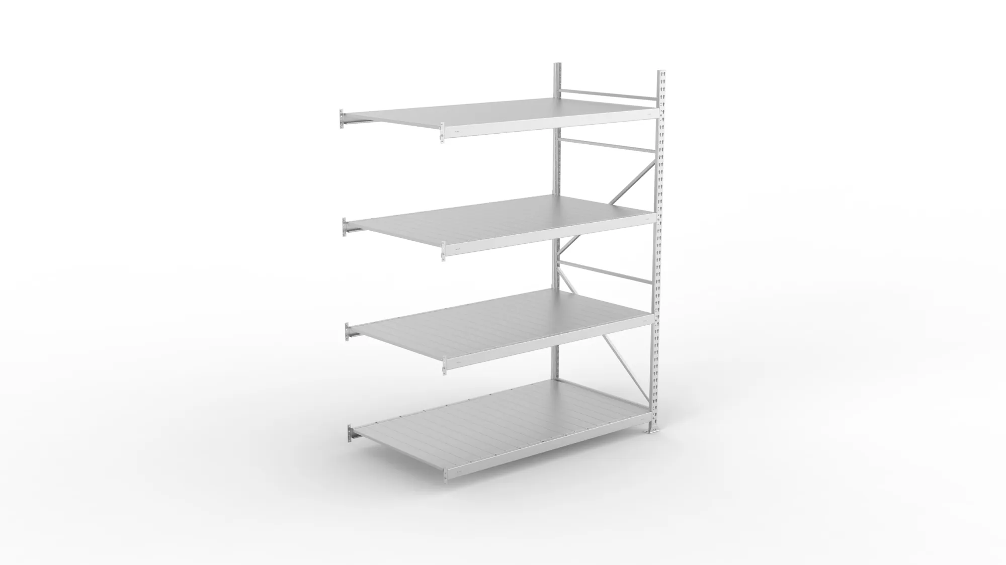 META MINI-RACK Weitspannregal | Anbauregal | 2500 x 1800 x 1050 mm | Fachlast 600 kg | Stahlpaneelböden | 4 Ebenen