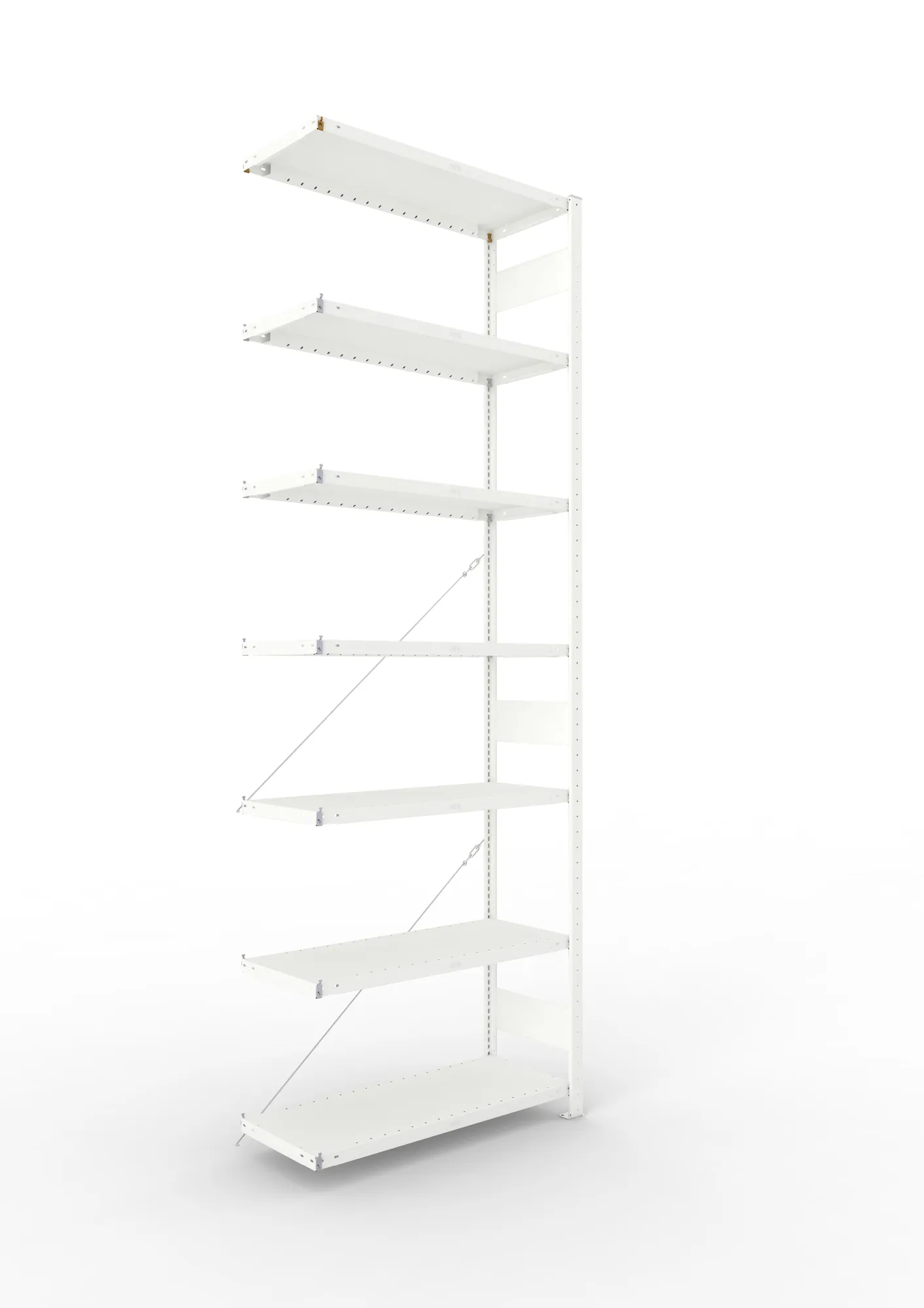 META CLIP | Fachbodenregal | Anbauregal | 3000 x 1000 x 400 mm | Fachlast 230 kg | 6+1 Ebenen | RAL 7035