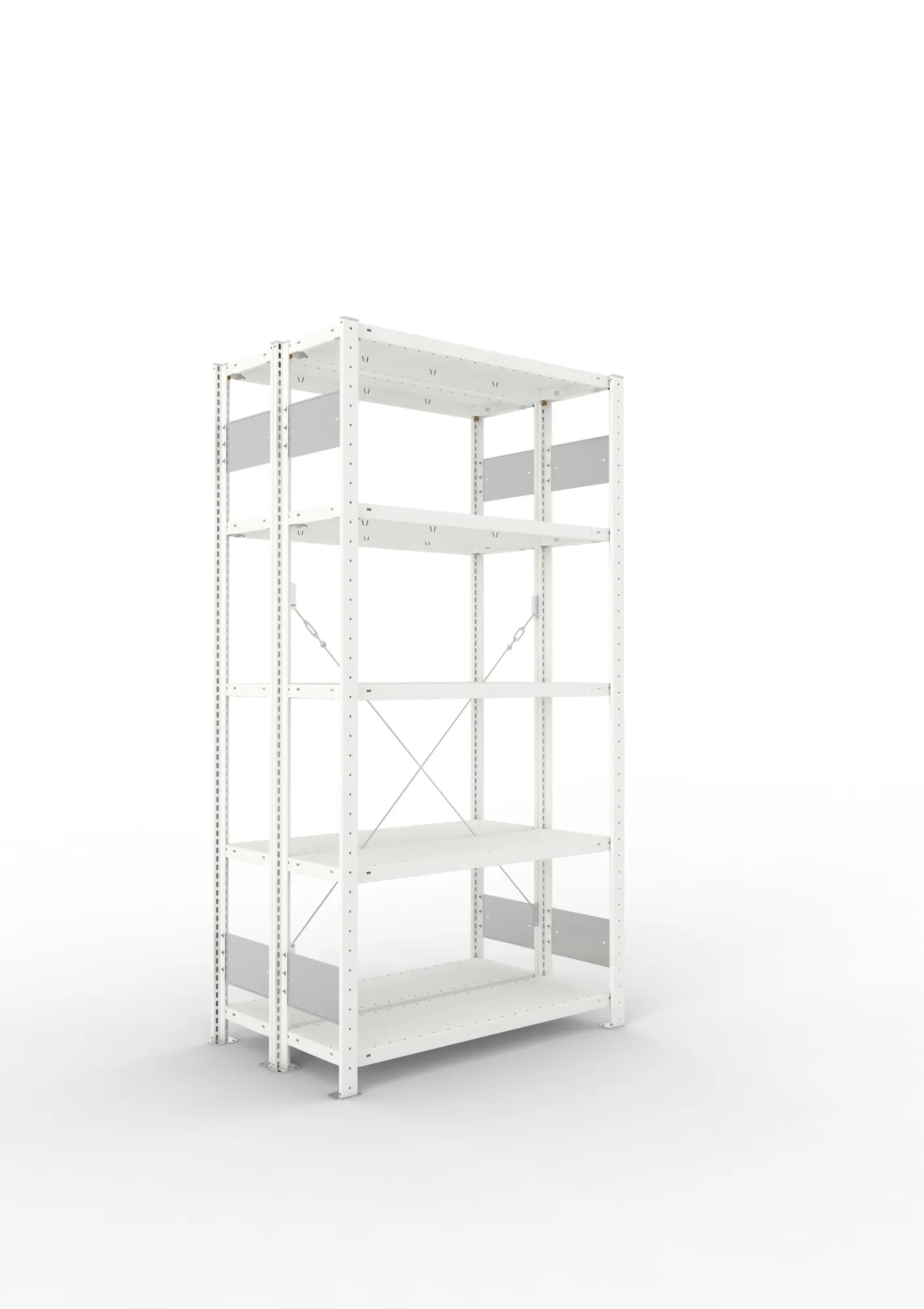 META CLIP S3 | Fachbodenregal | Doppel-Grundregal | 2000 x 1000 x 300 mm | Fachlast 150 kg | 4+1 Ebenen | RAL 7035