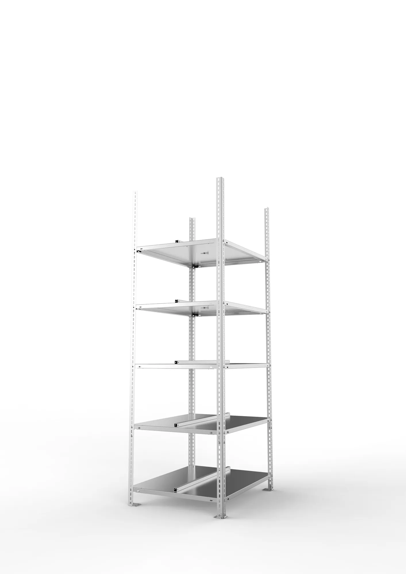 META FIX COMPACT | Büro-Schraubregal | Grundregal | 1850 x 750 x 600 mm | 90 kg | 5 Ebenen | verzinkt