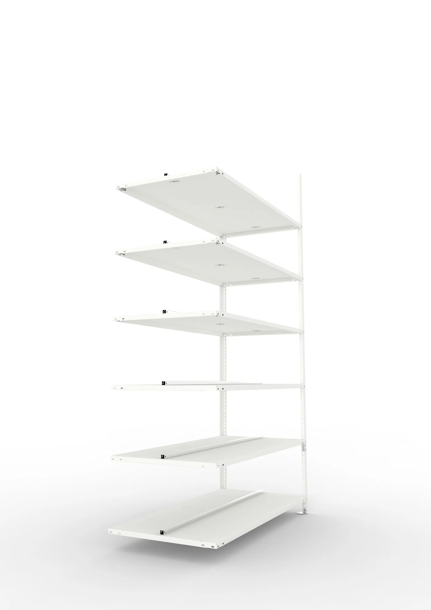 META FIX COMPACT | Büro-Schraubregal | Anbauregal | 2200 x 1250 x 600 mm | Fachlast 100 kg | 6 Ebenen | RAL 7035