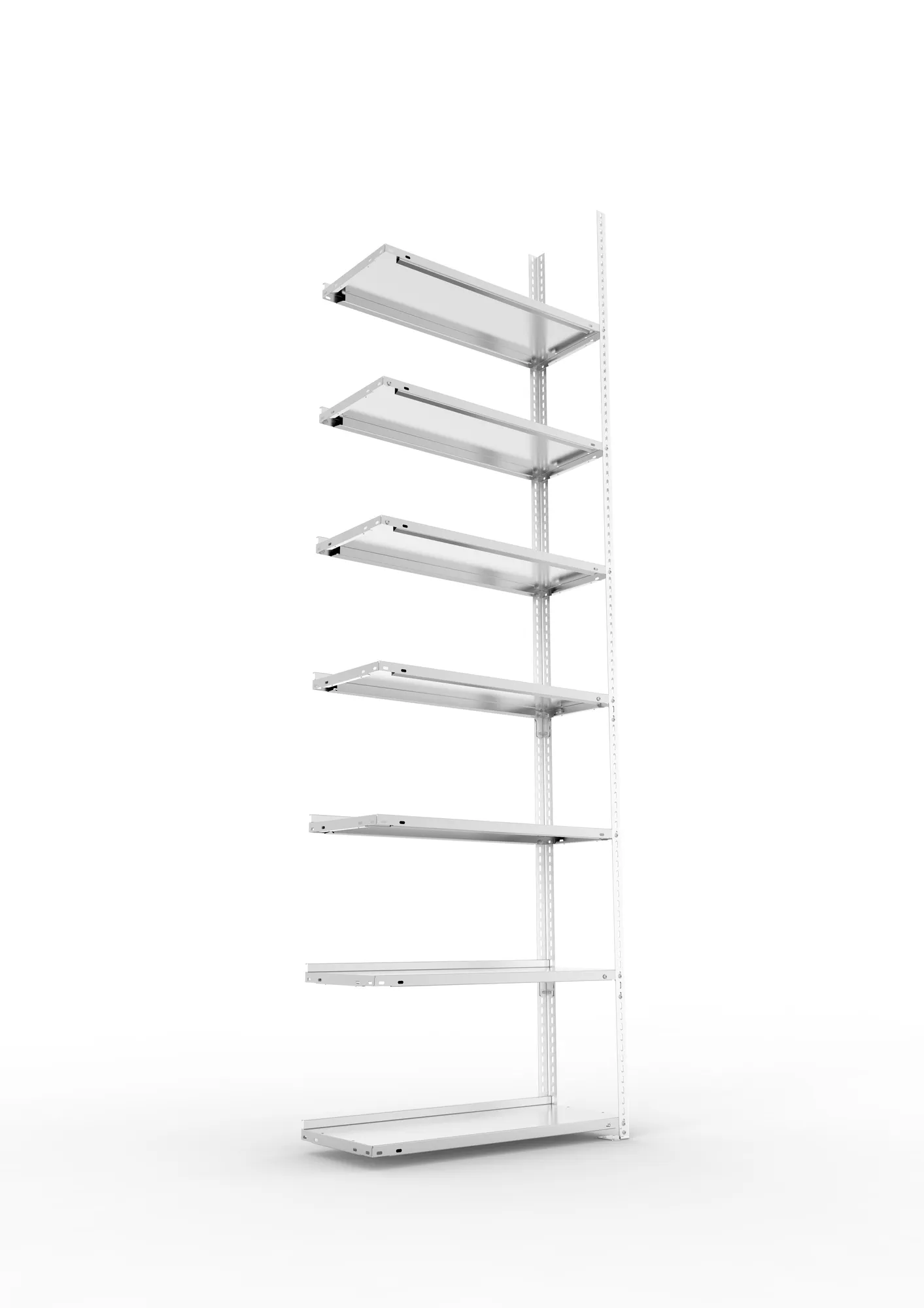 META FIX COMPACT | Büro-Schraubregal | Anbauregal | 2500 x 750 x 300 mm | Fachlast 80 kg | 7 Ebenen | verzinkt