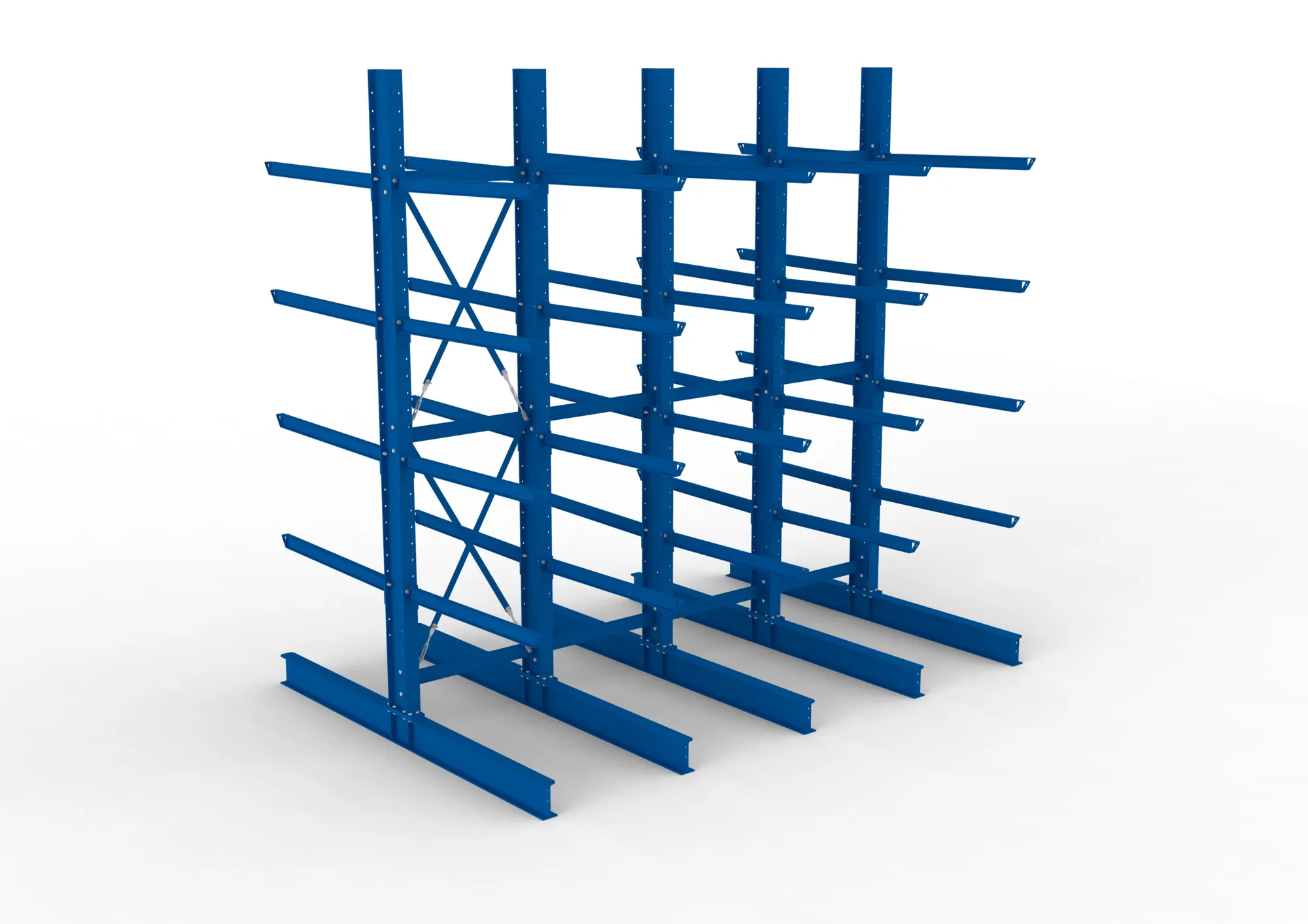 META MULTISTRONG H | Kragarmregal | 4 Felder | 4000 x 4000 x 1250 mm | Armlast 400 kg | doppelseitig | 4+1 Ebenen
