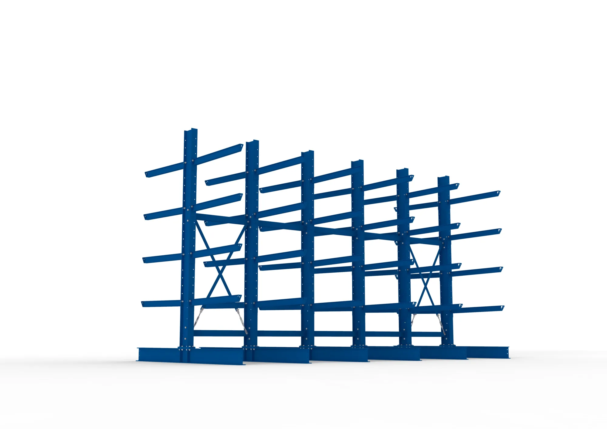 META MULTISTRONG H | Kragarmregal | 5 Felder | 3000 x 5000 x 1000 mm | Armlast 505 kg | doppelseitig | 4+1 Ebenen