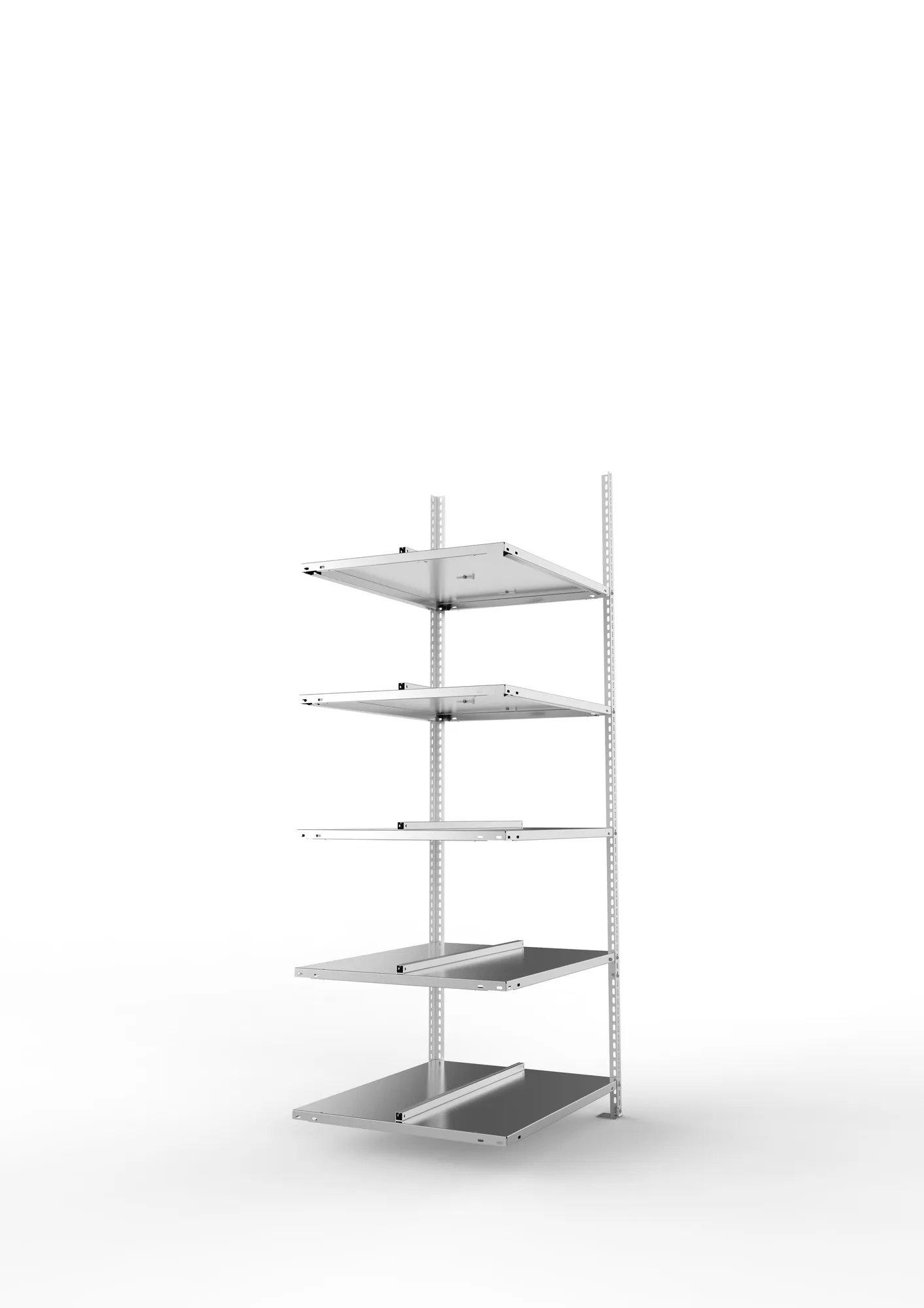 META FIX COMPACT | Büro-Schraubregal | Anbauregal | 1850 x 750 x 600 mm | Fachlast 80 kg | 5 Ebenen | verzinkt