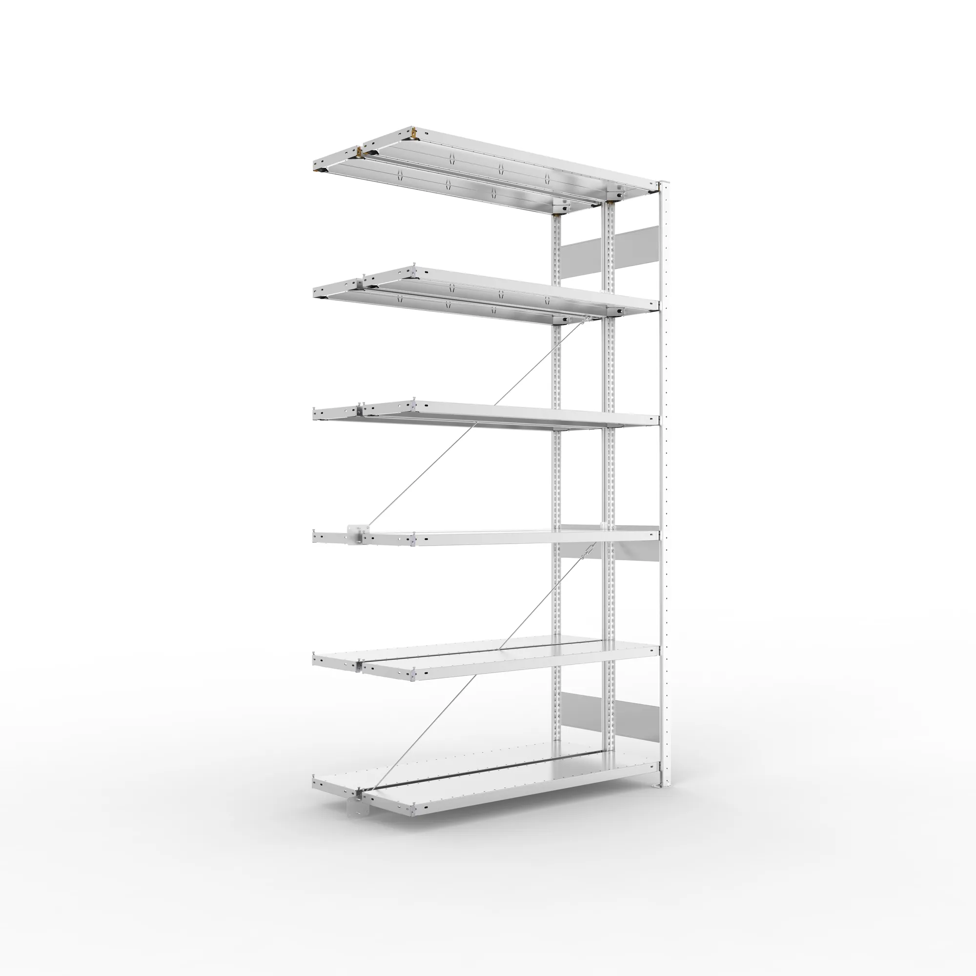 META CLIP S3 | Fachbodenregal | Doppel-Anbauregal | 2500 x 1300 x 300 mm | Fachlast 230 kg | 5+1 Ebenen | verzinkt
