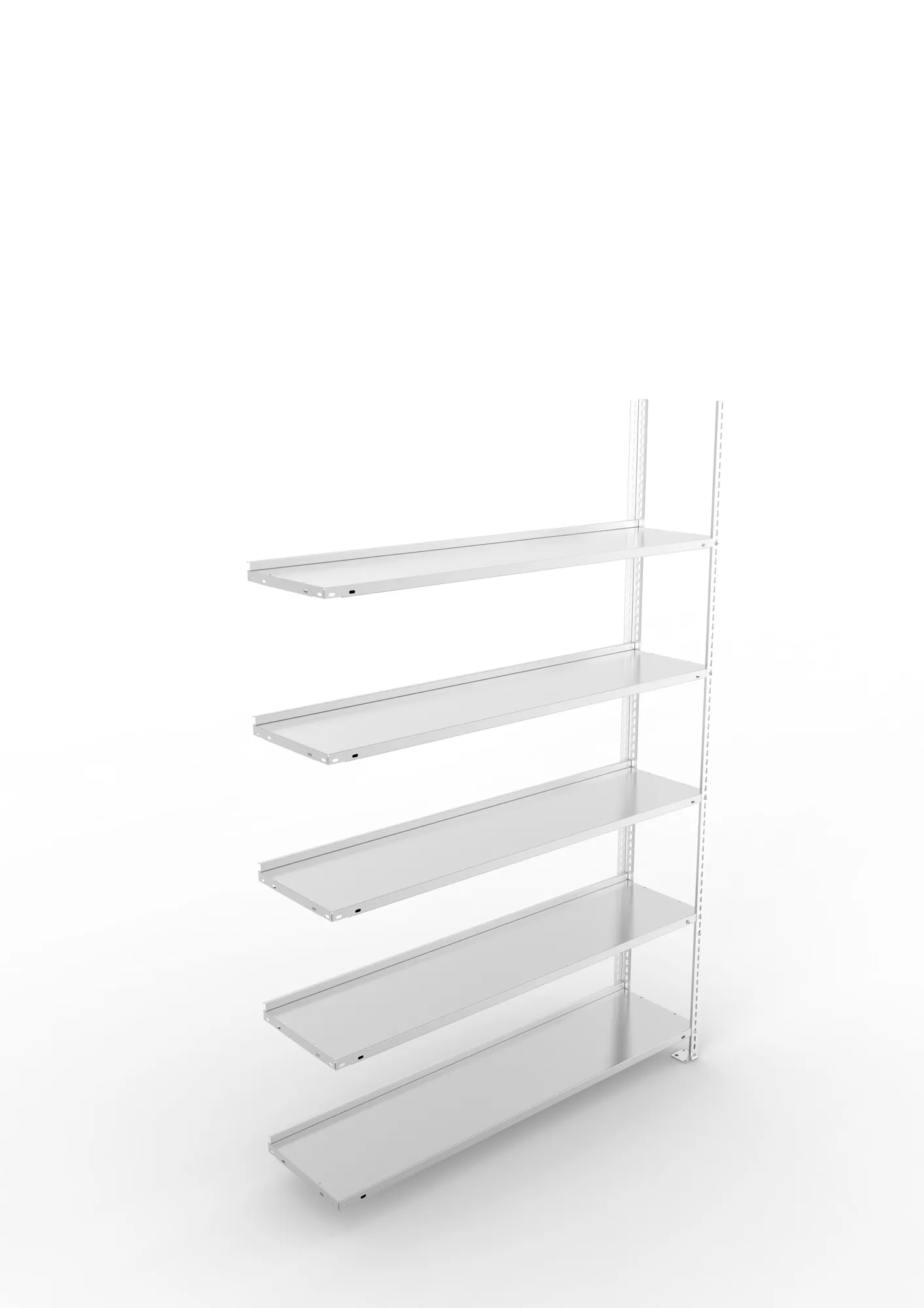 META FIX COMPACT | Büro-Schraubregal | Anbauregal | 1850 x 1250 x 300 mm | Fachlast 80 kg | 5 Ebenen | verzinkt