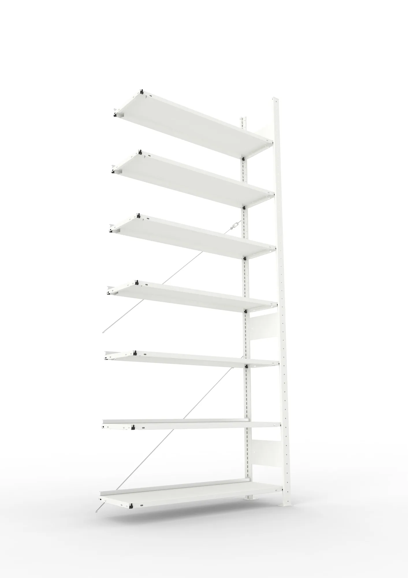 META COMPACT | Büro-Steckregal | Anbauregal | 2500 x 1100 x 300 mm | Fachlast 80 kg | 7 Ebenen | RAL 7035
