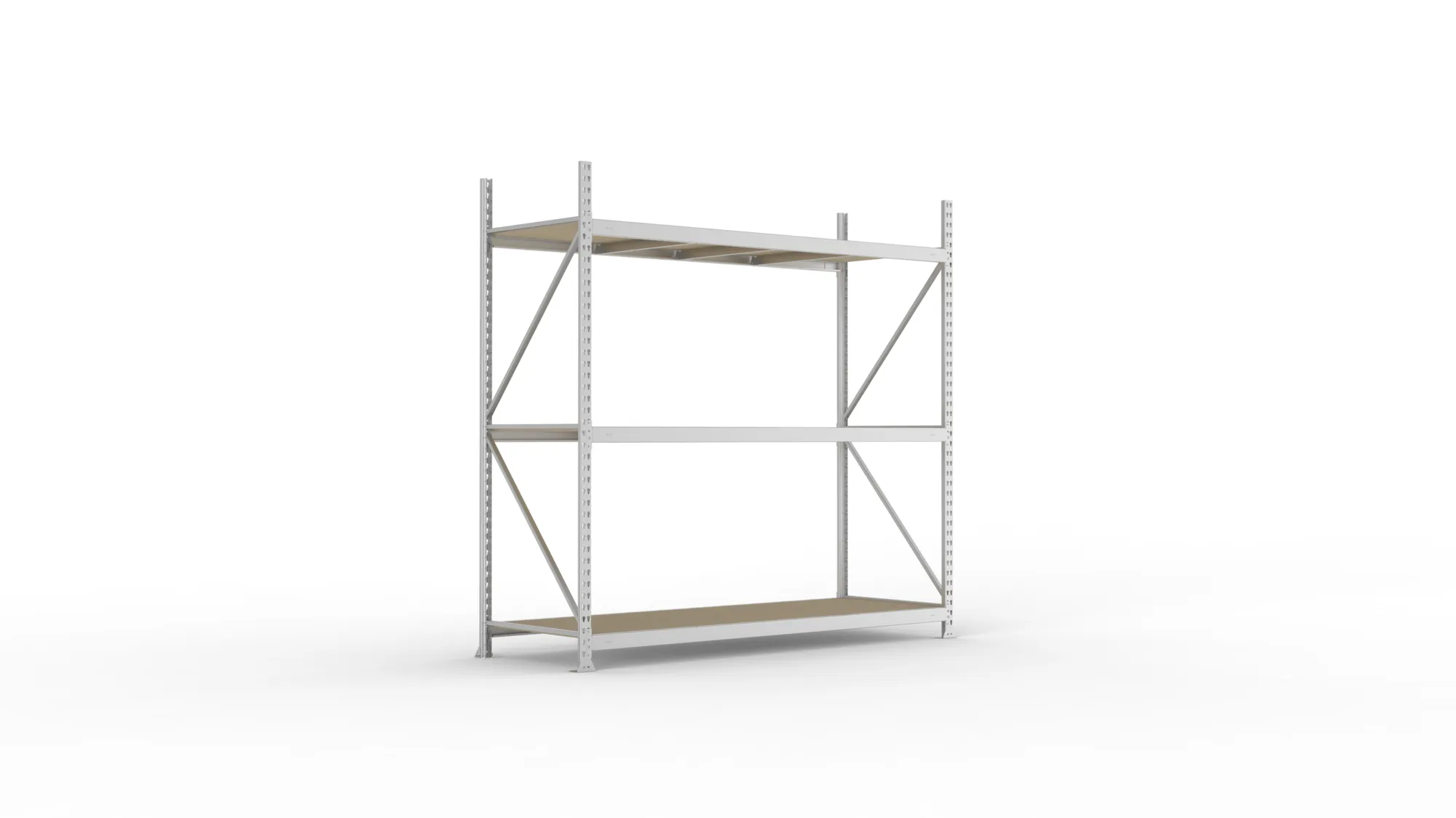 META MINI-RACK Weitspannregal | Grundregal | 2200 x 2200 x 800 mm | Fachlast 600 kg | Spanplattenböden | 3 Ebenen