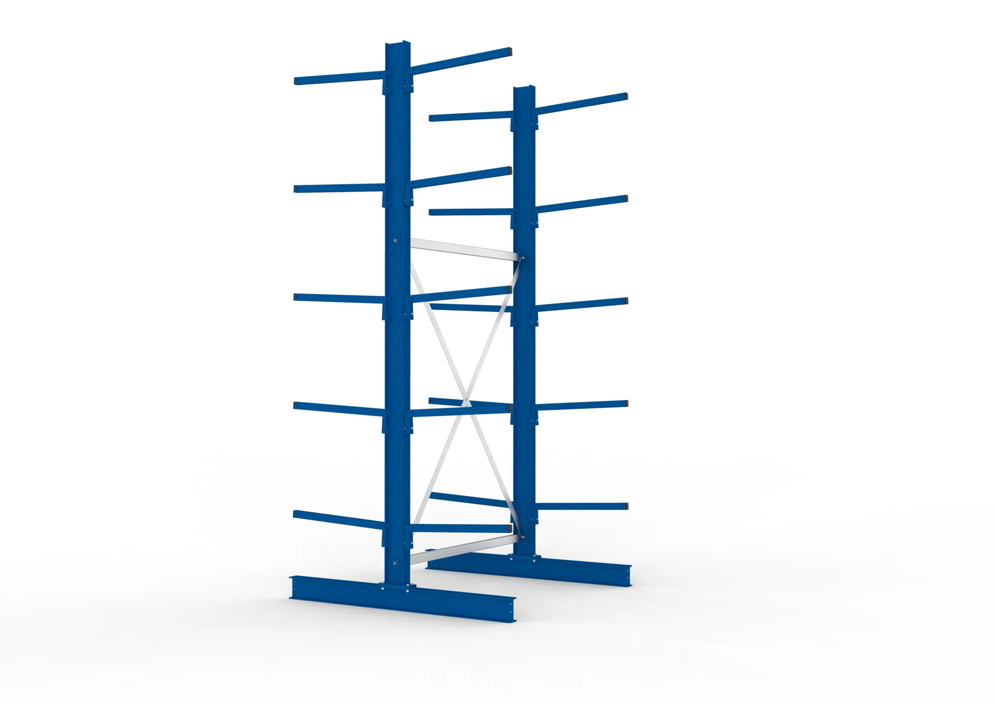 META MULTISTRONG L | Kragarmregal | Grundregal | 3000 x 1300 x 600 mm | Armlast 140 kg | doppelseitig | 5+1 Ebenen
