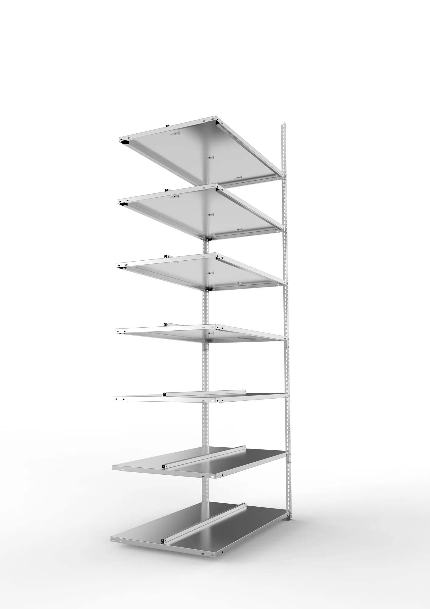 META FIX COMPACT | Büro-Schraubregal | Anbauregal | 2500 x 1000 x 600 mm | Fachlast 100 kg | 7 Ebenen | verzinkt