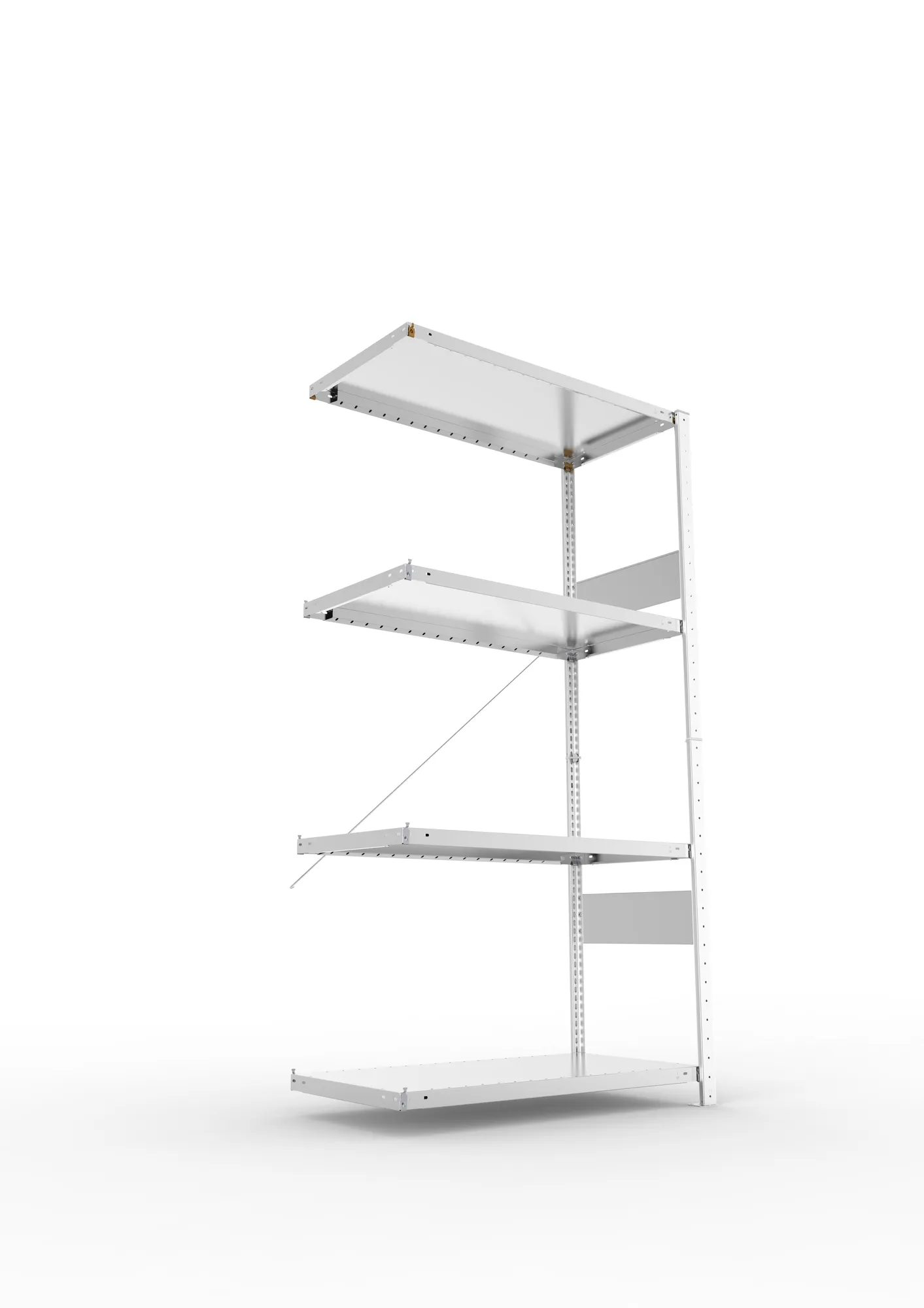 META CLIP SPLIT | Fachbodenregal | Anbauregal | 2000 x 1000 x 500 mm | Fachlast 100 kg | 3+1 Ebenen | verzinkt