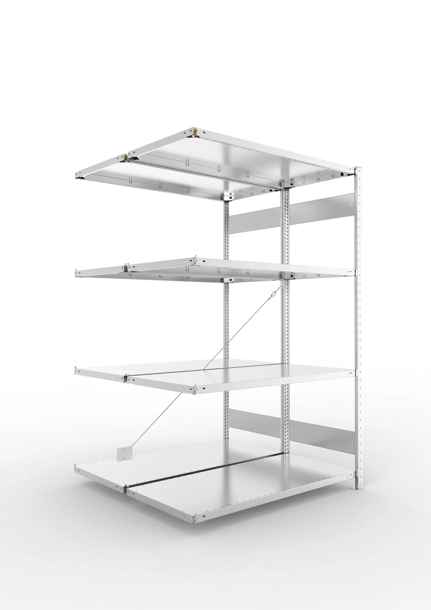 META CLIP | Fachbodenregal | Doppel-Anbauregal | 2000 x 1300 x 600 mm | Fachlast 230 kg | 3+1 Ebenen | verzinkt
