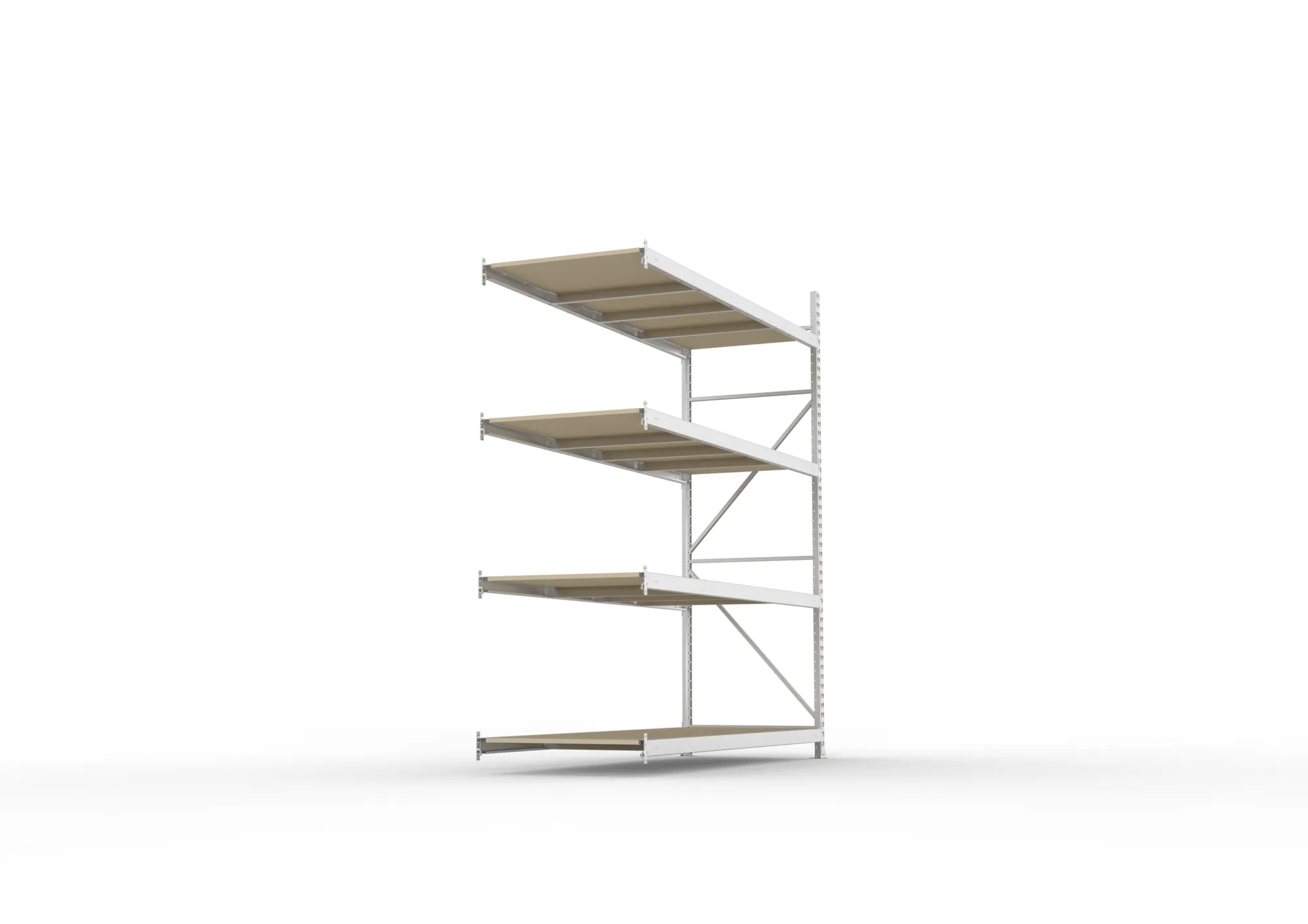 META MINI-RACK Weitspannregal | Anbauregal | 2500 x 2200 x 800 mm | Fachlast 600 kg | Spanplattenböden | 4 Ebenen