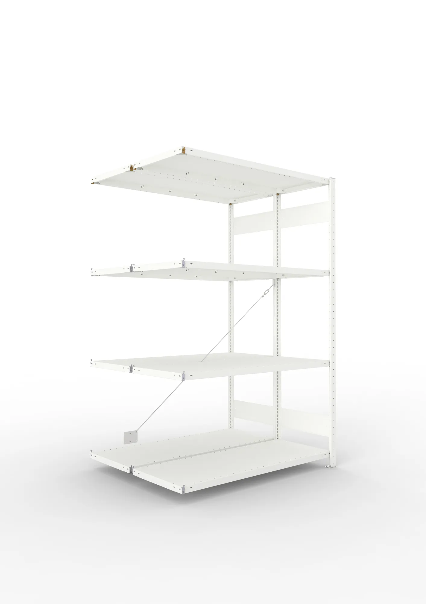 META CLIP | Fachbodenregal | Doppel-Anbauregal | 2000 x 1300 x 500 mm | Fachlast 230 kg | 3+1 Ebenen | RAL 7035