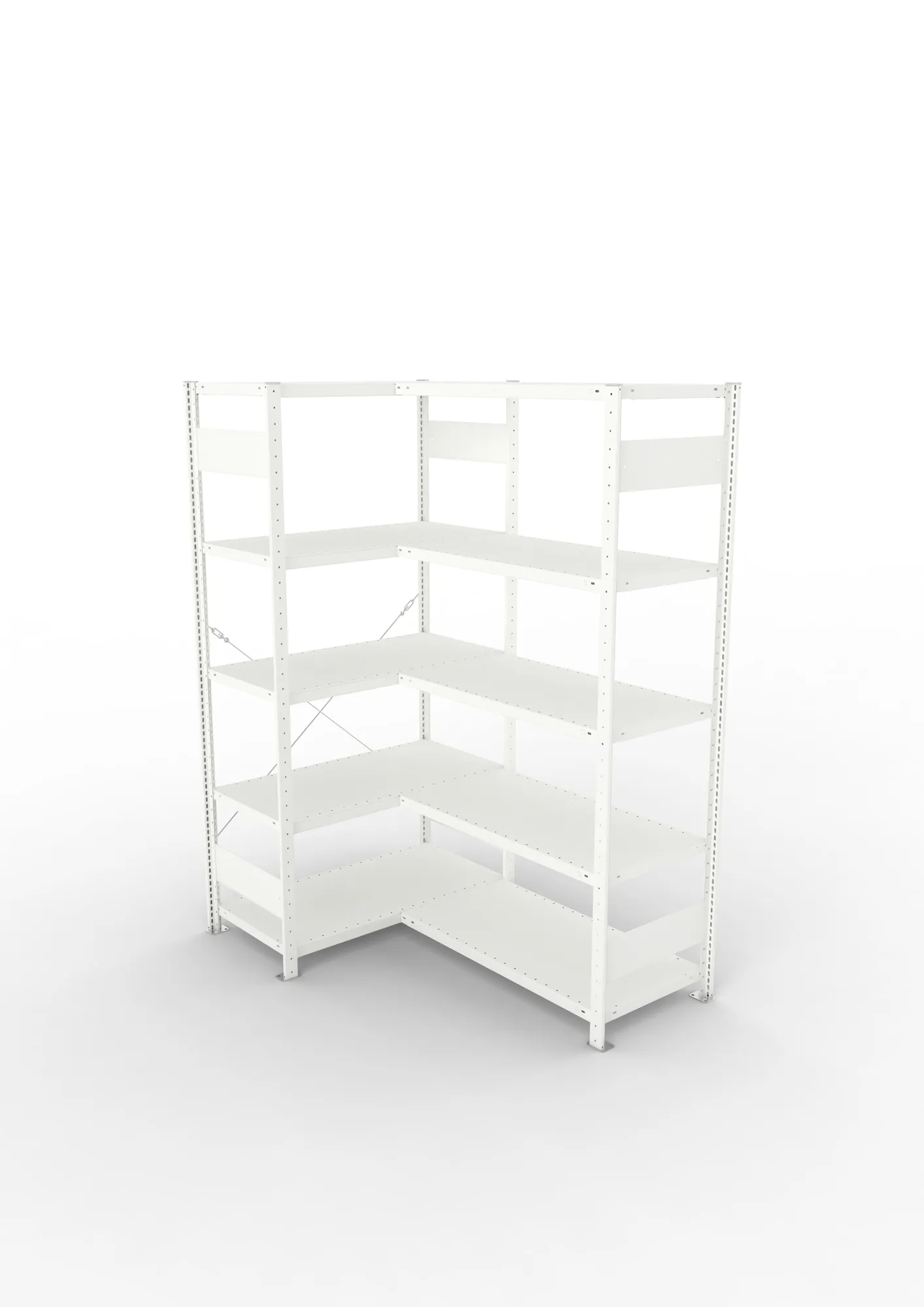 META CLIP | Eckregal | 2000 x 1000 x 500 mm | Fachlast 100 kg | 4+1 Ebenen | RAL 7035
