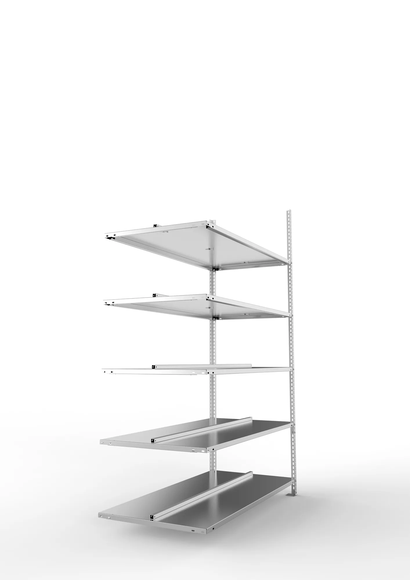 META FIX COMPACT | Büro-Schraubregal | Anbauregal | 1850 x 1250 x 600 mm | Fachlast 100 kg | 5 Ebenen | verzinkt