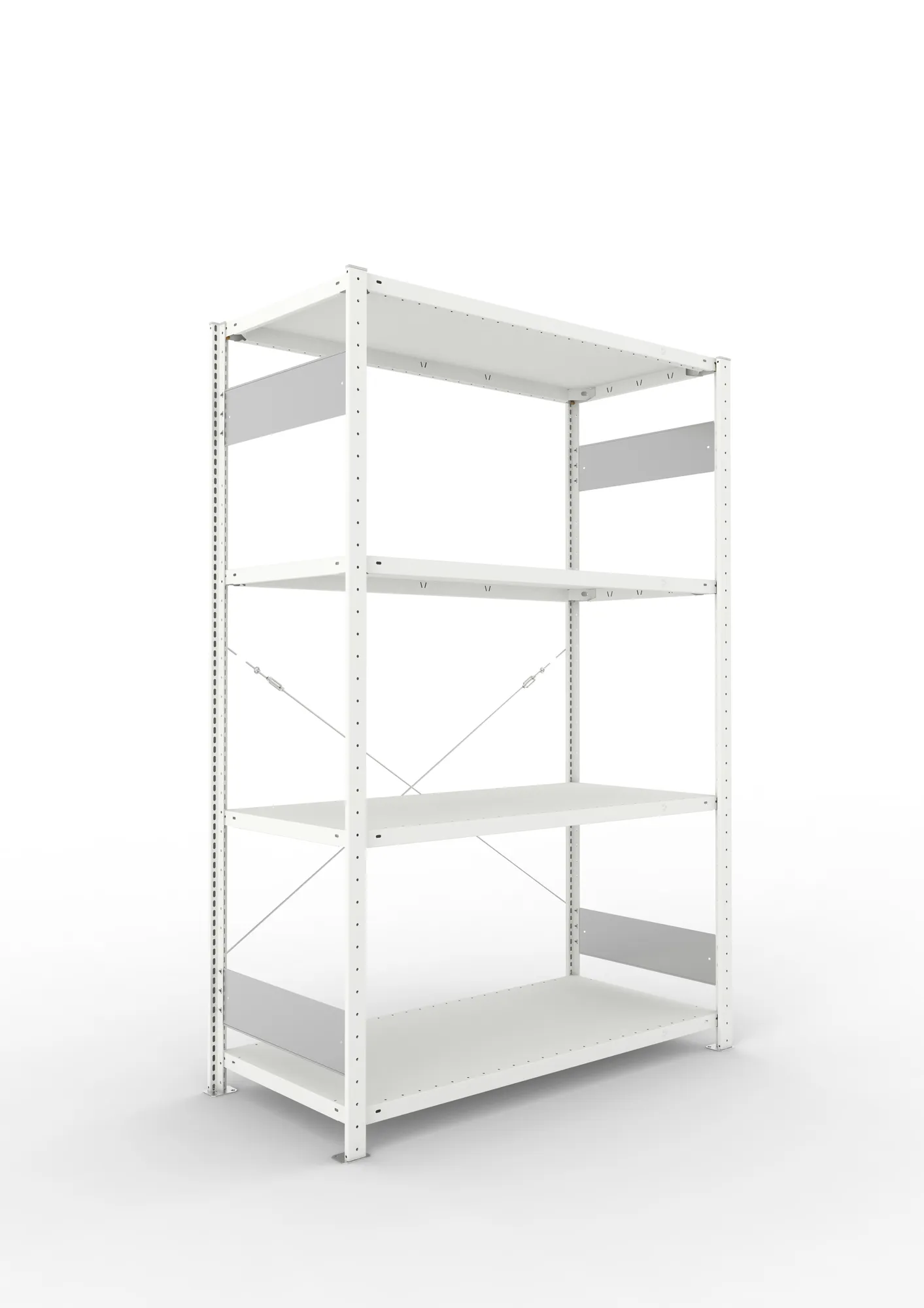 META CLIP S3 | Fachbodenregal | Grundregal | 2000 x 1300 x 600 mm | Fachlast 150 kg | 3+1 Ebenen | RAL 7035