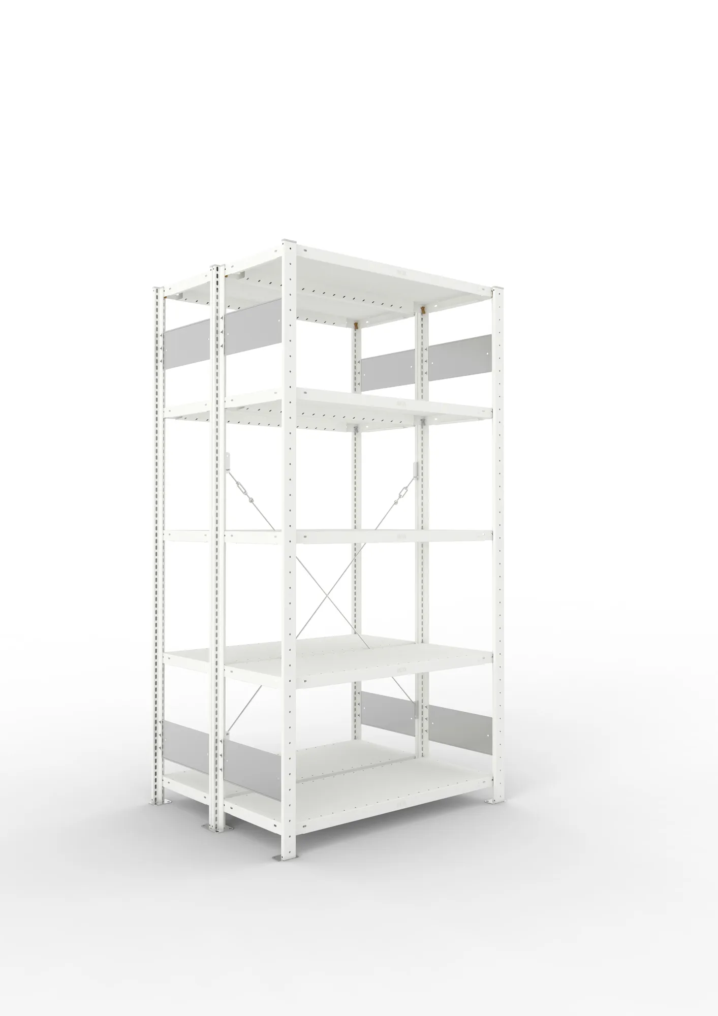 META CLIP S3 | Fachbodenregal | Doppel-Grundregal | 2000 x 1000 x 400 mm | Fachlast 100 kg | 4+1 Ebenen | RAL 7035