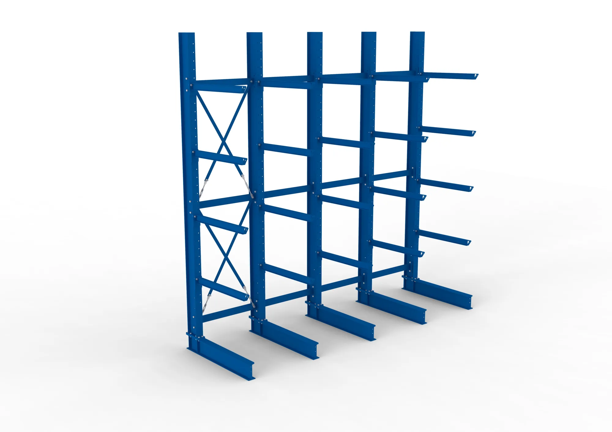 META MULTISTRONG H | Kragarmregal | 4 Felder | 4000 x 4000 x 1000 mm | Armlast 505 kg | einseitig | 4+1 Ebenen