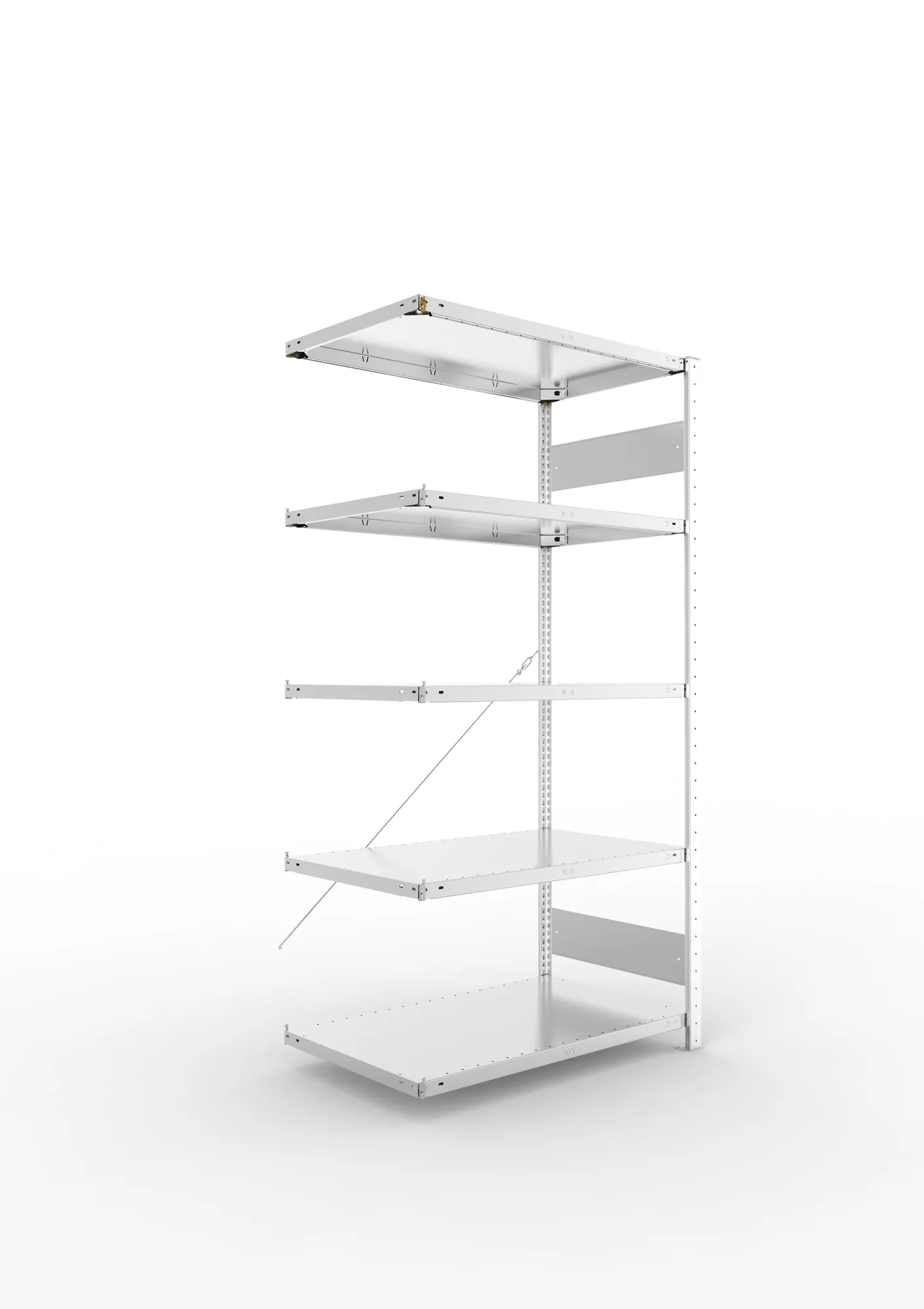 META CLIP S3 | Fachbodenregal | Anbauregal | 2000 x 1000 x 600 mm | Fachlast 150 kg | 4+1 Ebenen | verzinkt