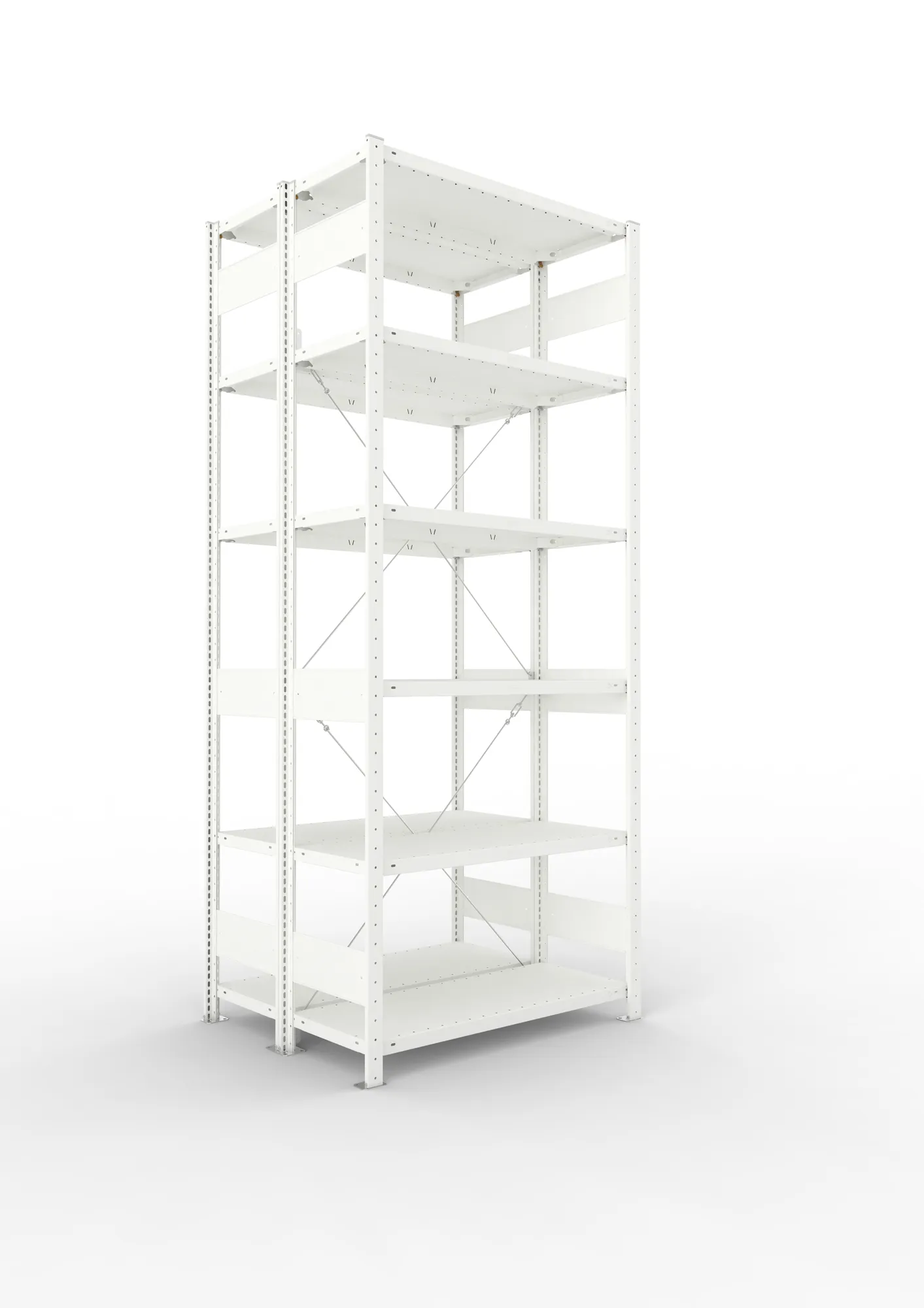 META CLIP | Fachbodenregal | Doppel-Grundregal | 2500 x 1000 x 400 mm | Fachlast 150 kg | 5+1 Ebenen | RAL 7035