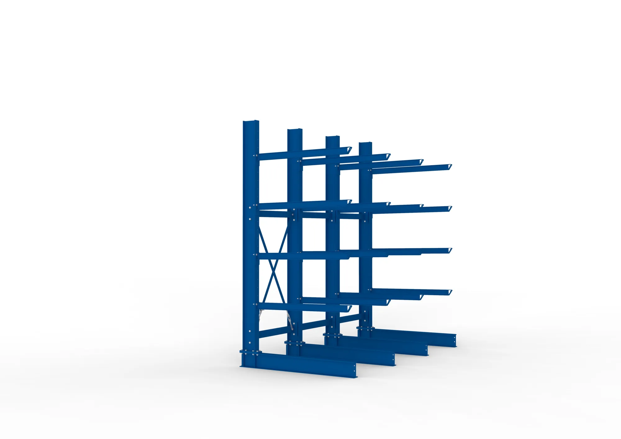 META MULTISTRONG H | Kragarmregal | 3 Felder | 3000 x 3000 x 1250 mm | Armlast 400 kg | einseitig | 4+1 Ebenen