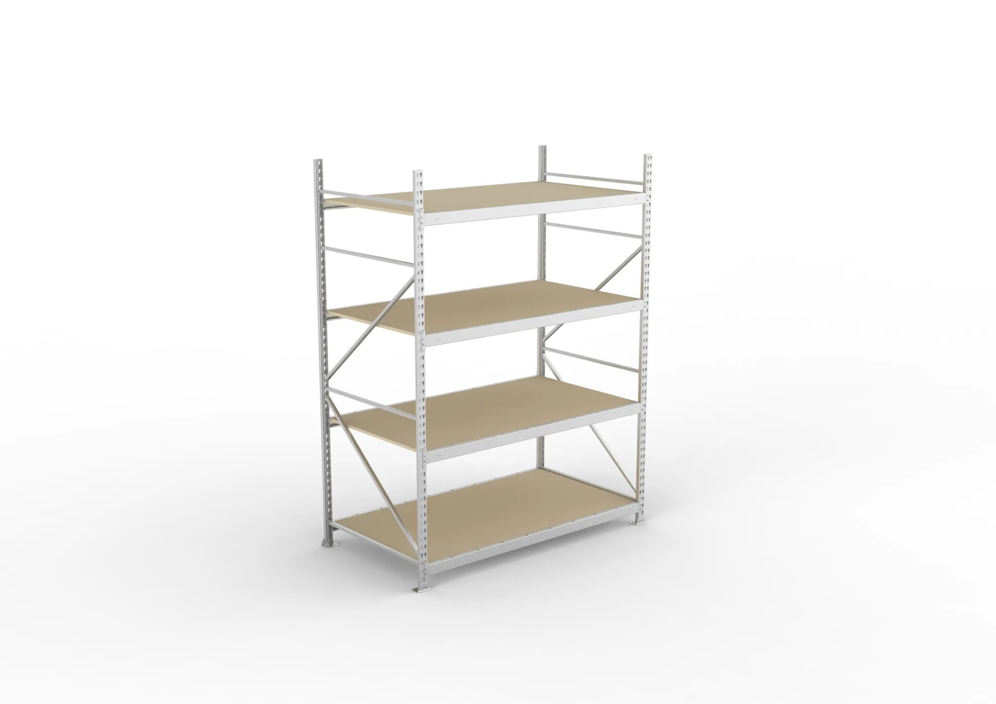 META MINI-RACK Weitspannregal | Grundregal | 2500 x 1800 x 1050 mm | Fachlast 600 kg | Spanplattenböden | 4 Ebenen