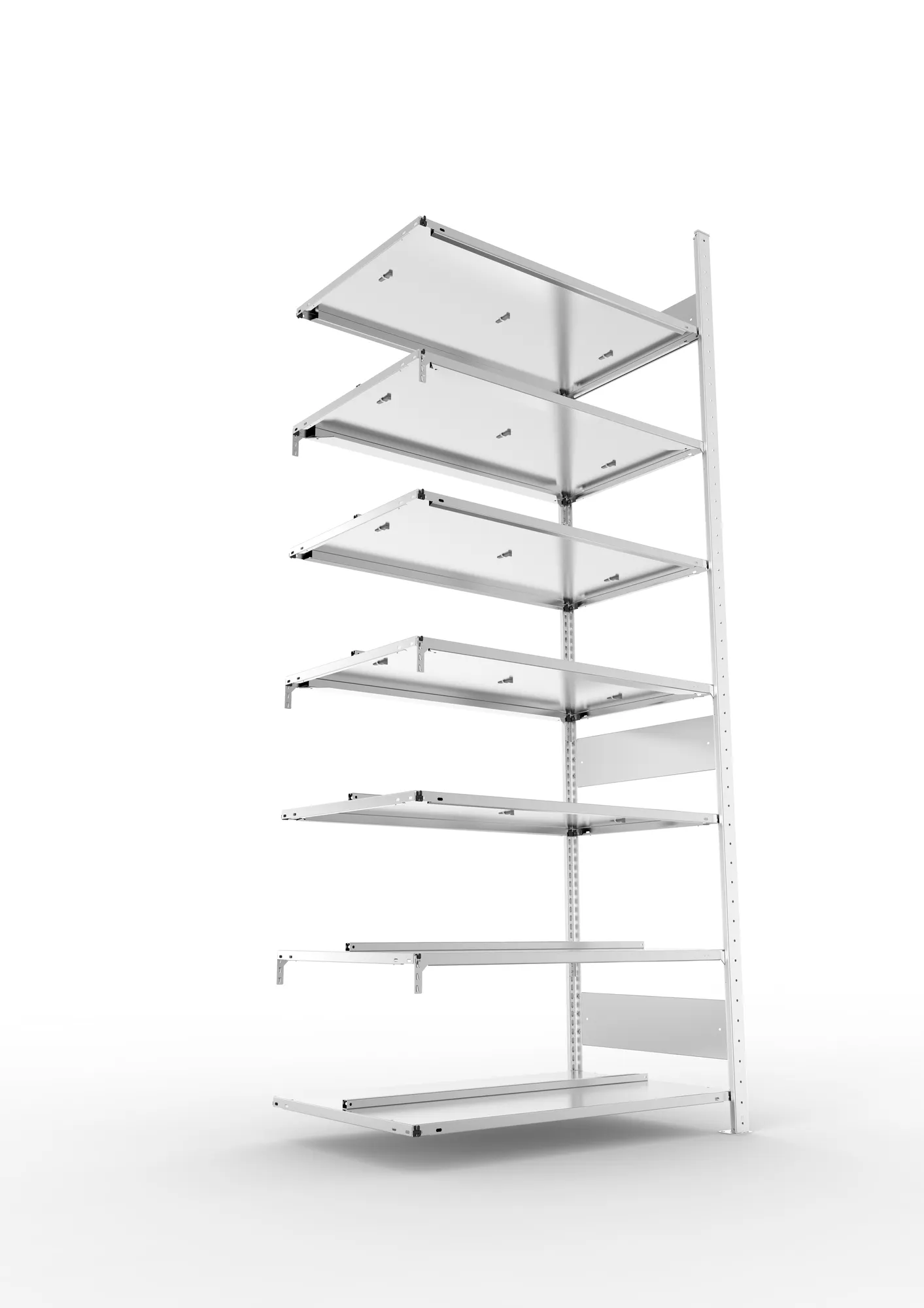 META COMPACT S3| Büro-Steckregal | Doppel-Anbauregal | 2500 x 1000 x 600 mm | Fachlast 100 kg | 7 Ebenen | Mittelanschlag | verzinkt