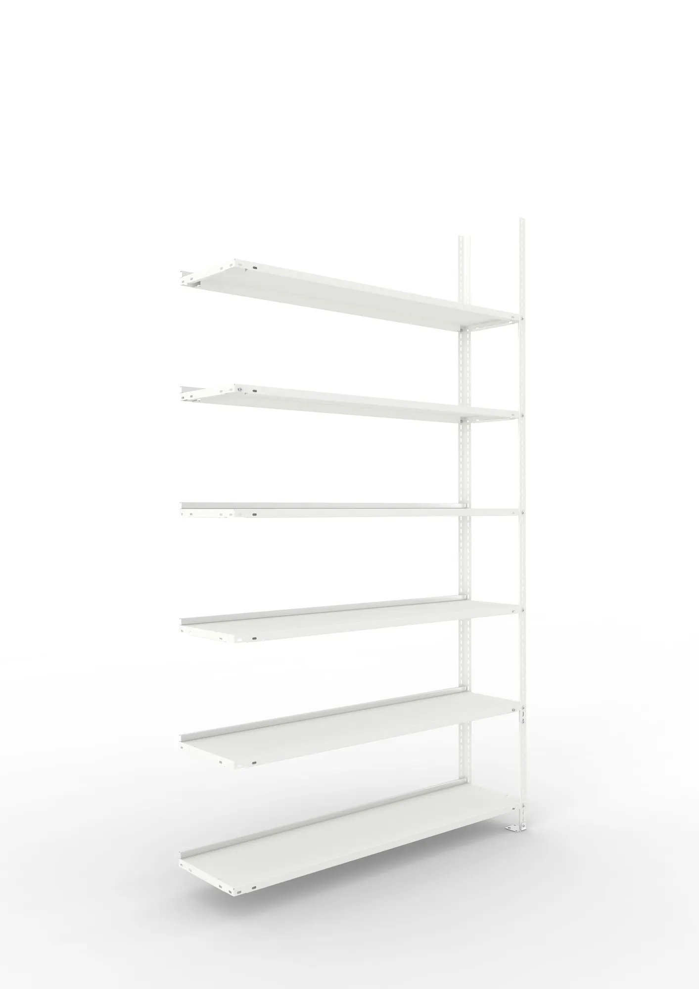 META FIX COMPACT | Büro-Schraubregal | Anbauregal | 2200 x 1250 x 300 mm | Fachlast 80 kg | 6 Ebenen | RAL 7035