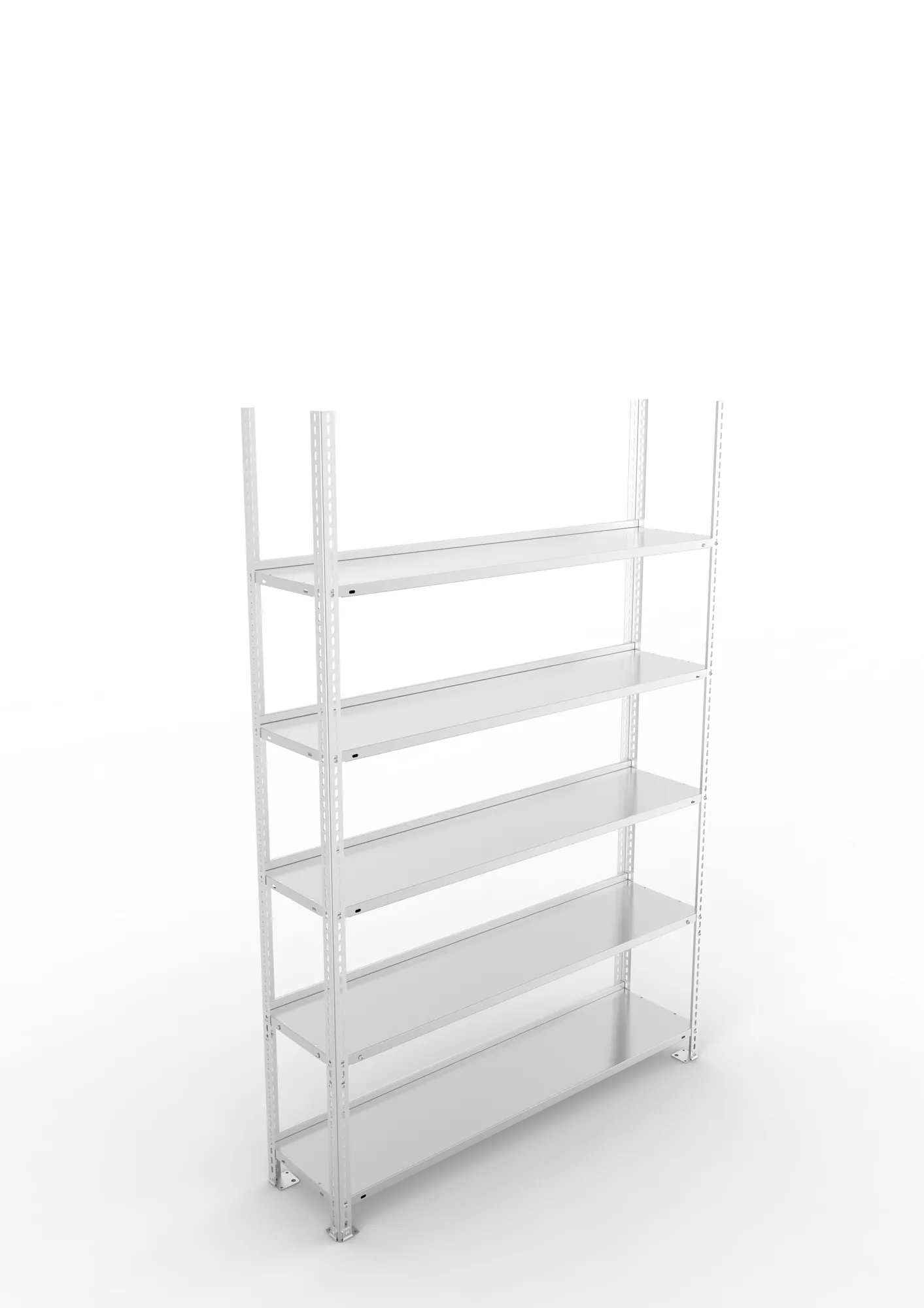 META FIX COMPACT | Büro-Schraubregal | Grundregal | 1850 x 1250 x 300 mm | Fachlast 100 kg | 5 Ebenen | verzinkt