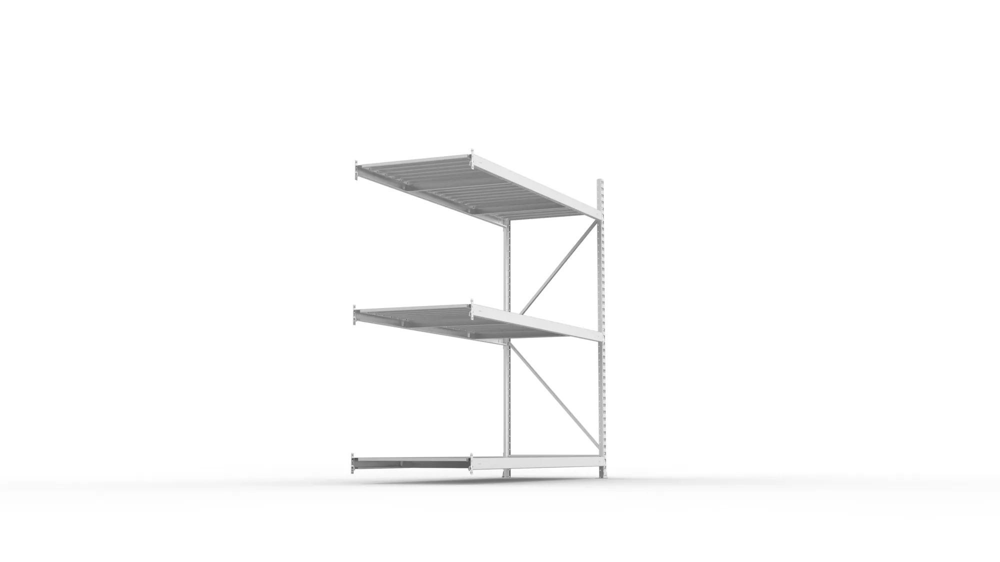 META MINI-RACK Weitspannregal | Anbauregal | 2200 x 2200 x 800 mm | Fachlast 600 kg | Stahlpaneelböden | 3 Ebenen