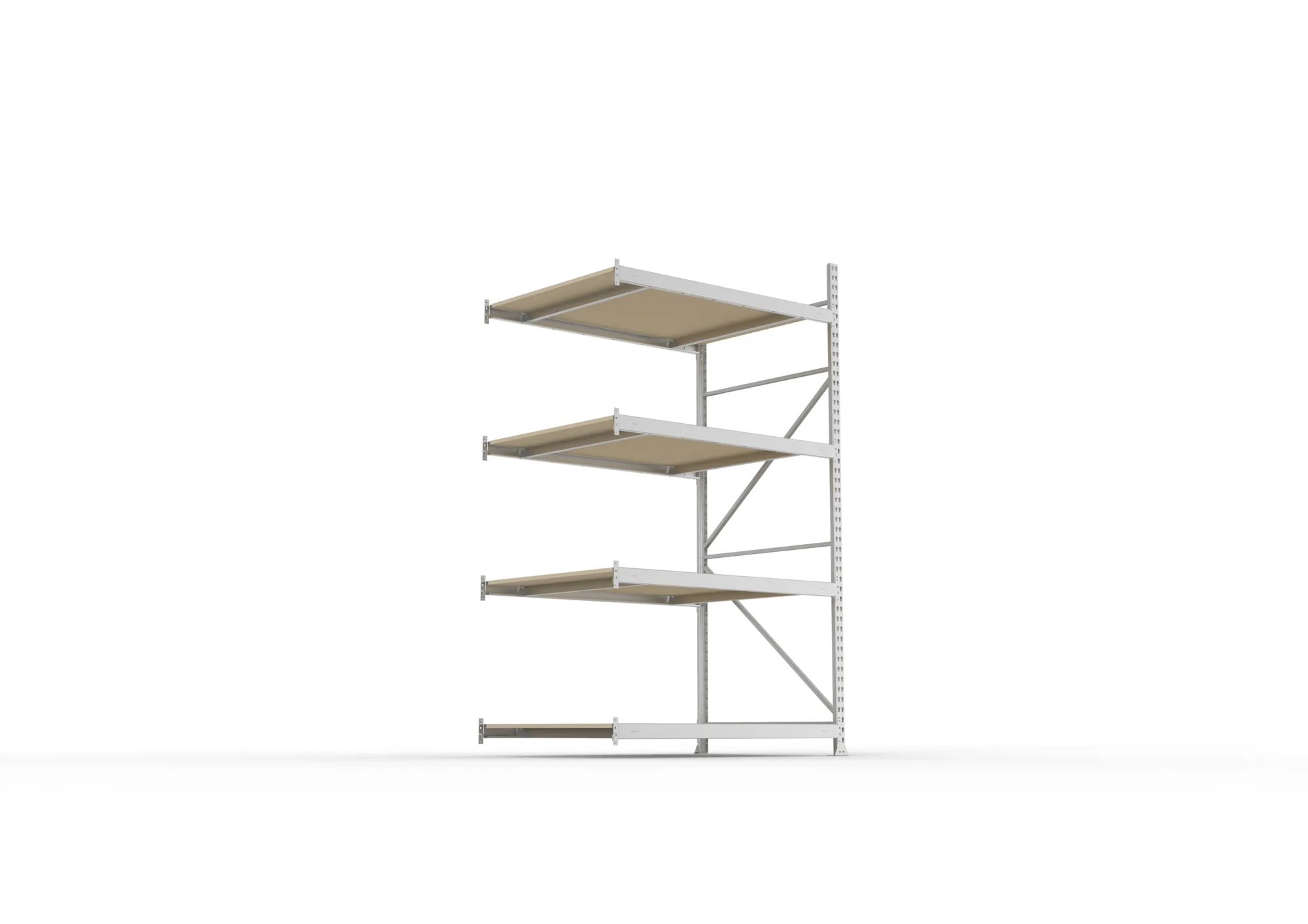 META MINI-RACK Weitspannregal | Anbauregal | 2500 x 1400 x 1050 mm | Fachlast 600 kg | Spanplattenböden | 4 Ebenen