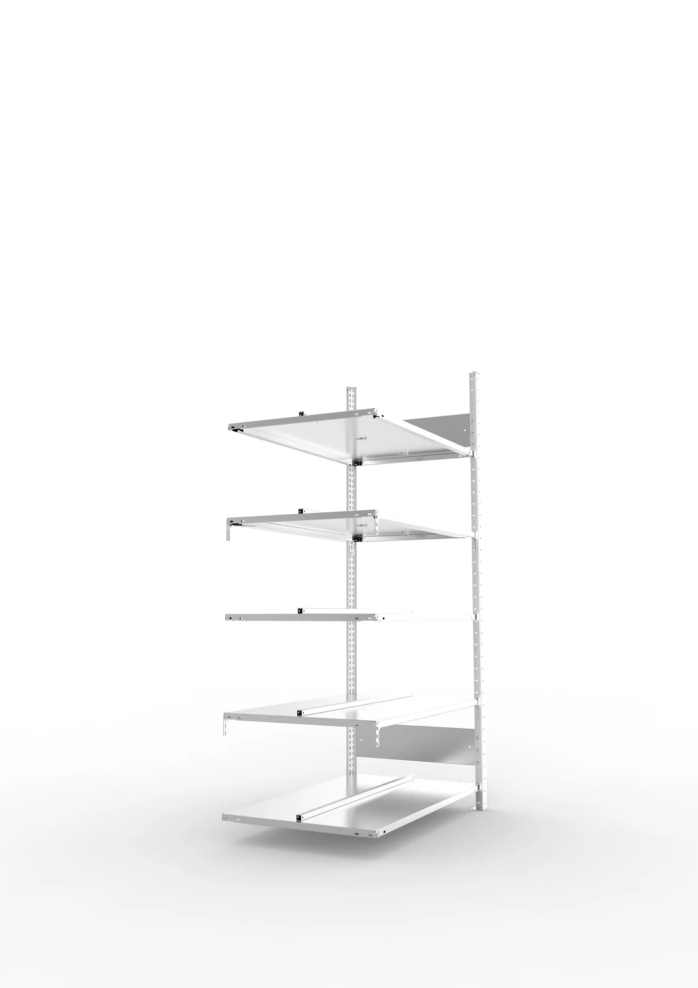 META COMPACT S3| Büro-Steckregal | Doppel-Anbauregal | 1850 x 1000 x 600 mm | Fachlast 100 kg | 5 Ebenen | Mittelanschlag | verzinkt