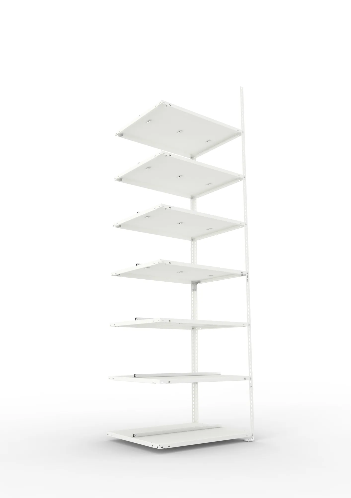 META FIX COMPACT | Büro-Schraubregal | Anbauregal | 2500 x 750 x 600 mm | Fachlast 100 kg | 7 Ebenen | RAL 7035