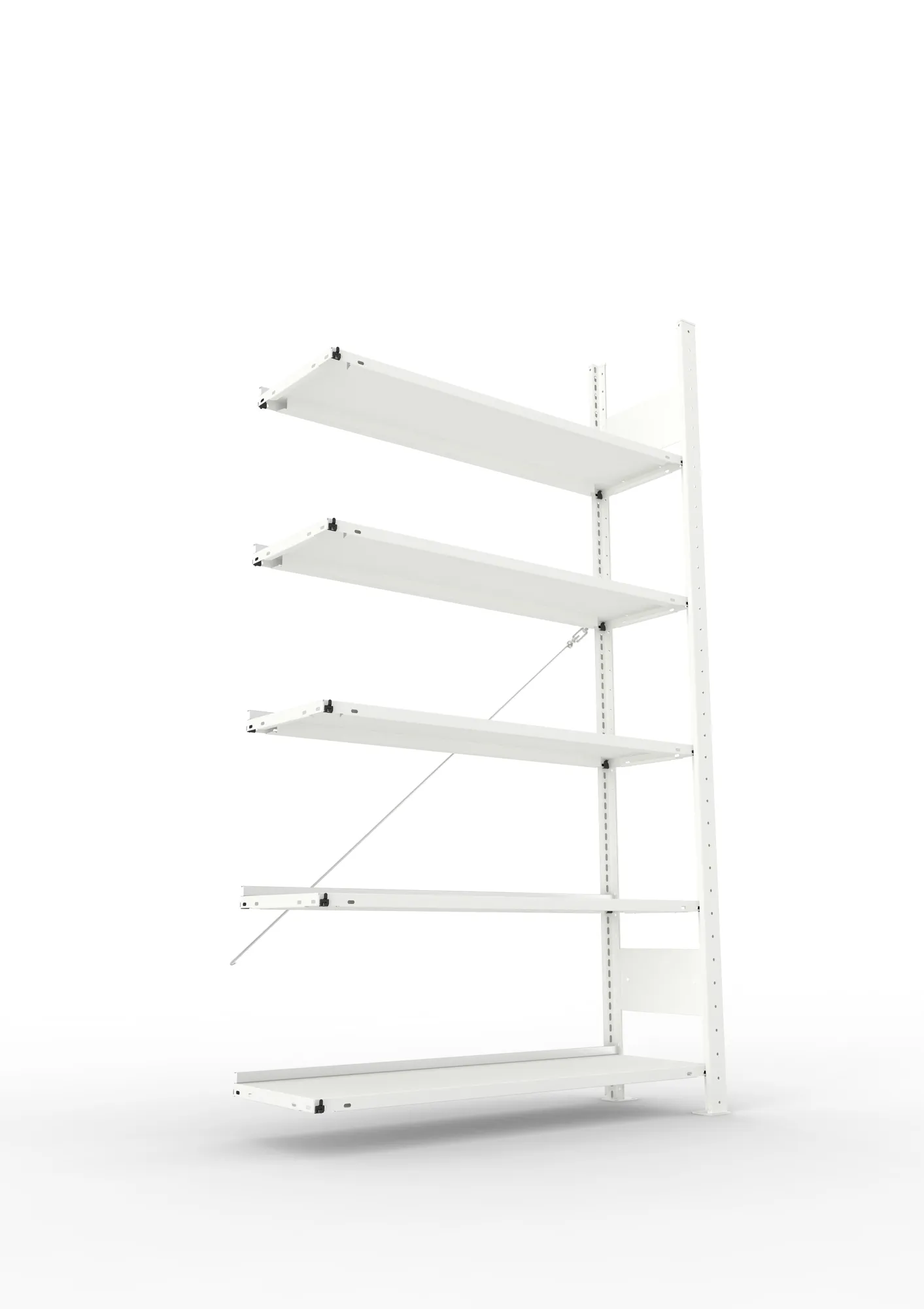 META COMPACT | Büro-Steckregal | Anbauregal | 1850 x 1000 x 300 mm | Fachlast 80 kg | 5 Ebenen | RAL 7035