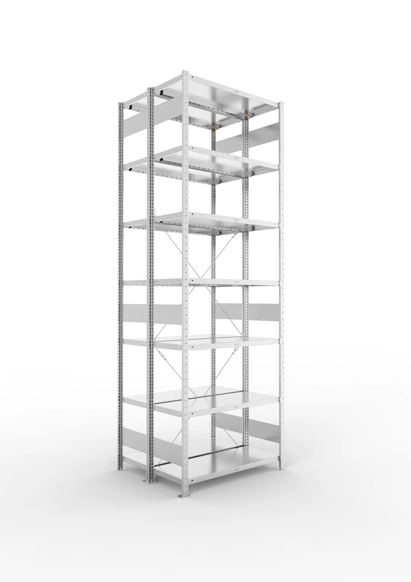 META CLIP | Fachbodenregal | Doppel-Grundregal | 3000 x 1000 x 400 mm | Fachlast 230 kg | 6+1 Ebenen | verzinkt