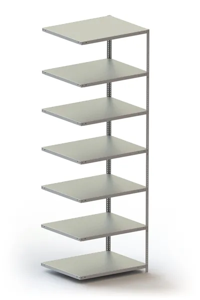 META FIX | Fachbodenregal | Anbauregal | 3000 x 1000 x 800 mm | Fachlast 230 kg | 7 Ebenen | verzinkt