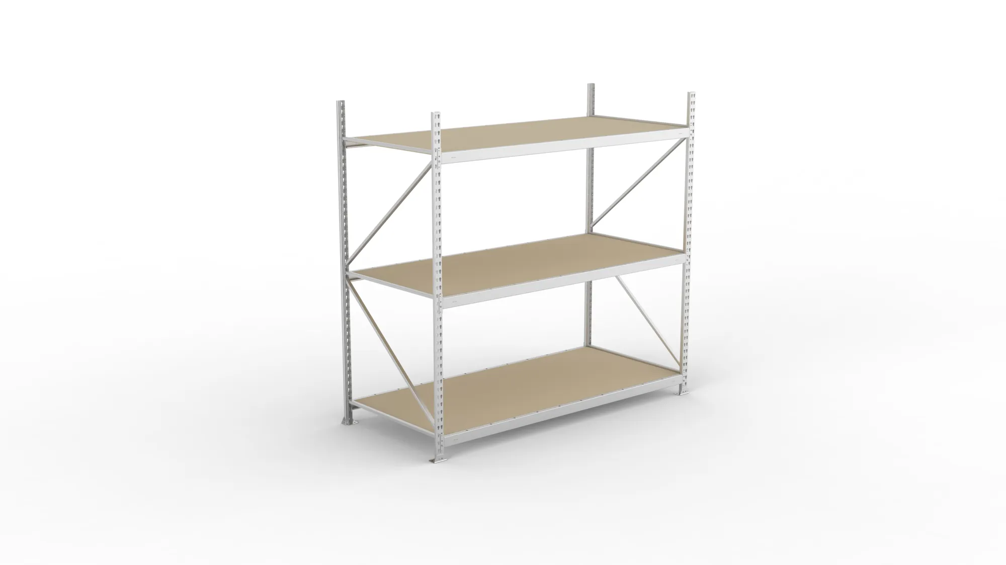 META MINI-RACK Weitspannregal | Grundregal | 2200 x 2200 x 1050 mm | Fachlast 600 kg | Spanplattenböden | 3 Ebenen