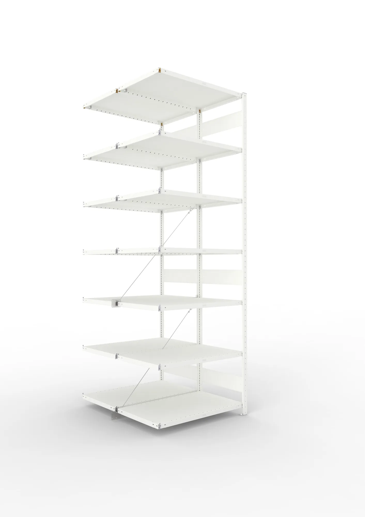 META CLIP | Fachbodenregal | Doppel-Anbauregal | 3000 x 1000 x 600 mm | Fachlast 100 kg | 6+1 Ebenen | RAL 7035