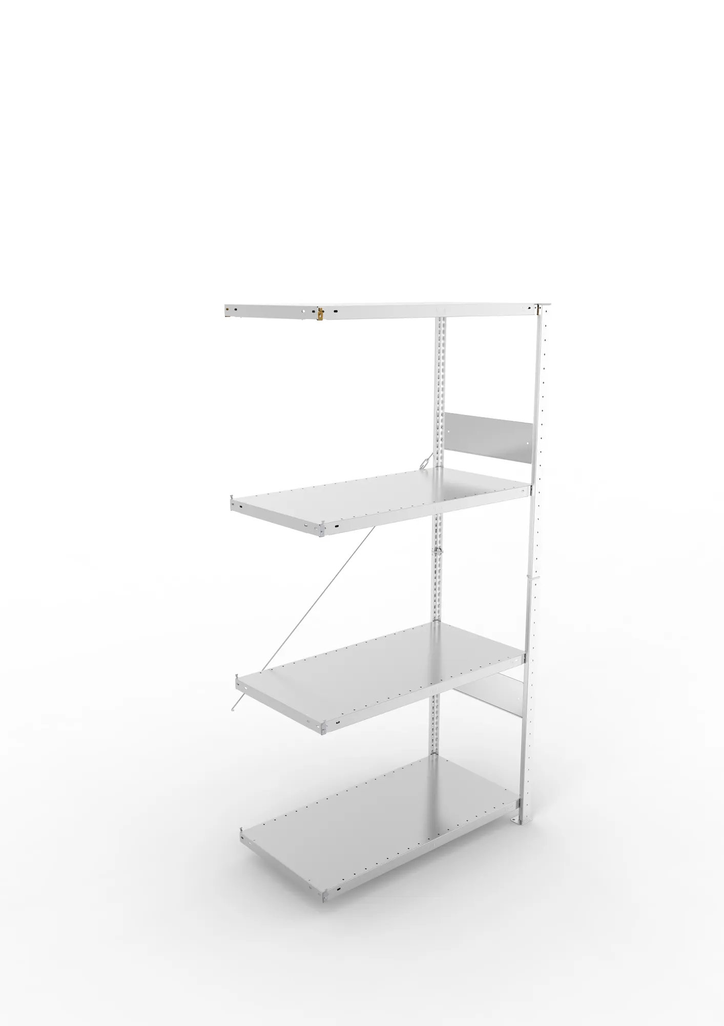META CLIP SPLIT | Fachbodenregal | Anbauregal | 2000 x 1000 x 500 mm | Fachlast 150 kg | 3+1 Ebenen | verzinkt
