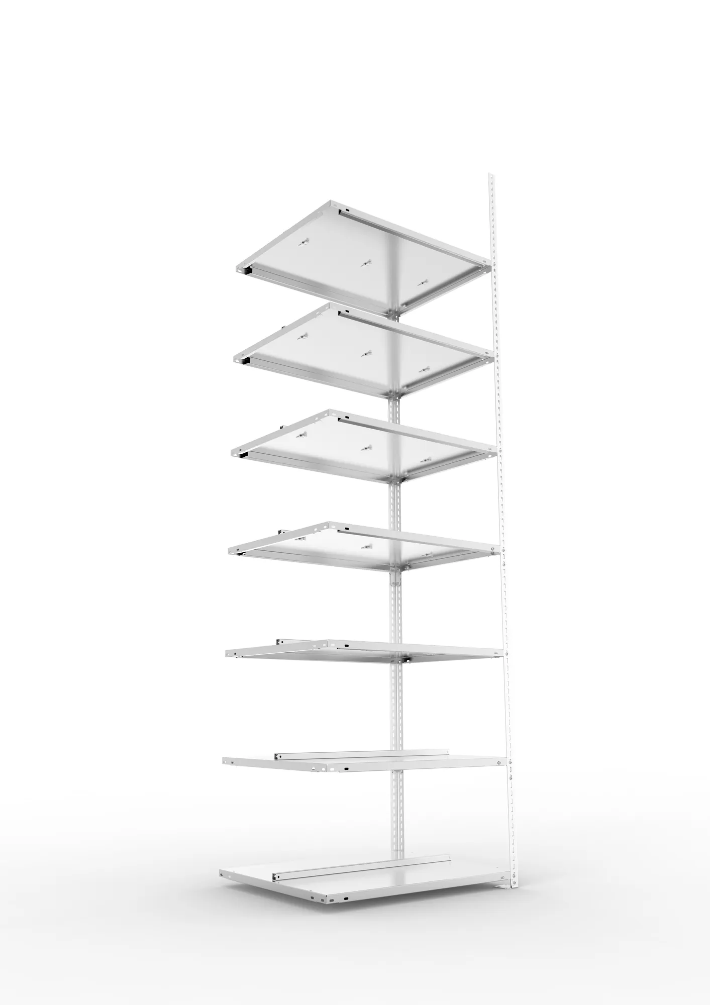 META FIX COMPACT | Büro-Schraubregal | Anbauregal | 2500 x 750 x 600 mm | Fachlast 100 kg | 7 Ebenen | verzinkt