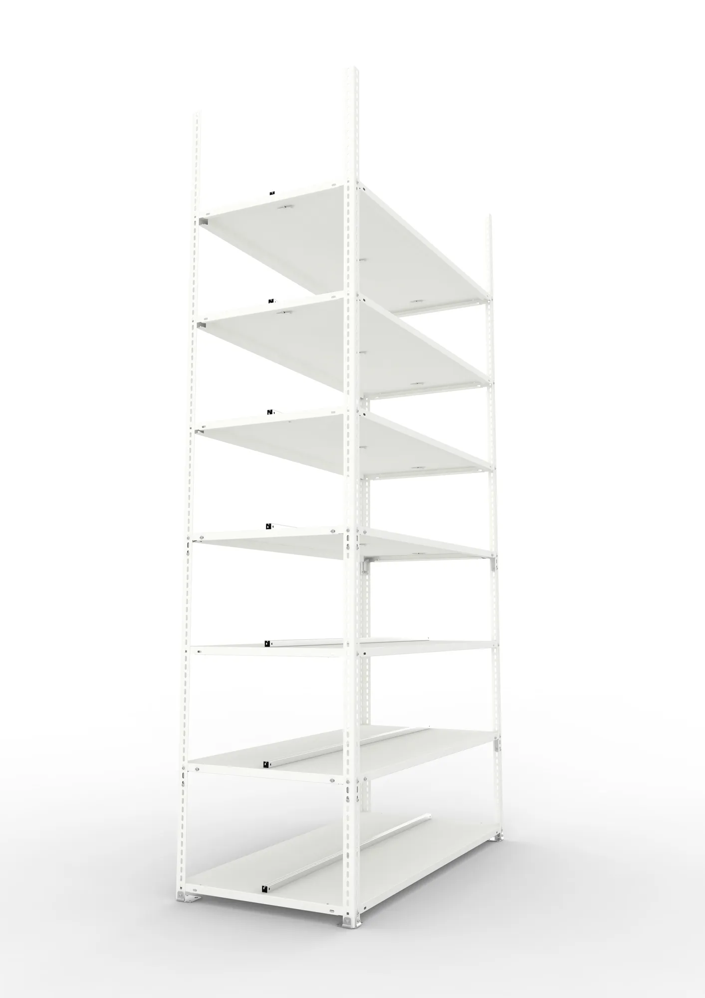 META FIX COMPACT | Büro-Schraubregal | Grundregal | 2500 x 1250 x 600 mm | Fachlast 100 kg | 7 Ebenen | RAL 7035
