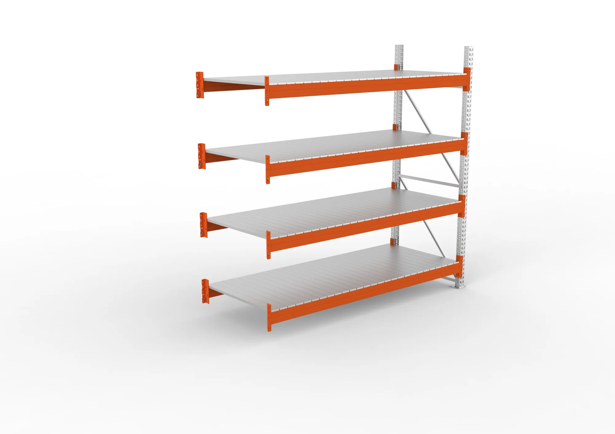 META MULTIPAL | Großfachregal | Anbauregal | 2700 x 2700 x 1100 mm | Fachlast 2400 kg | 4 Ebenen | Stahlpaneele | verzinkt