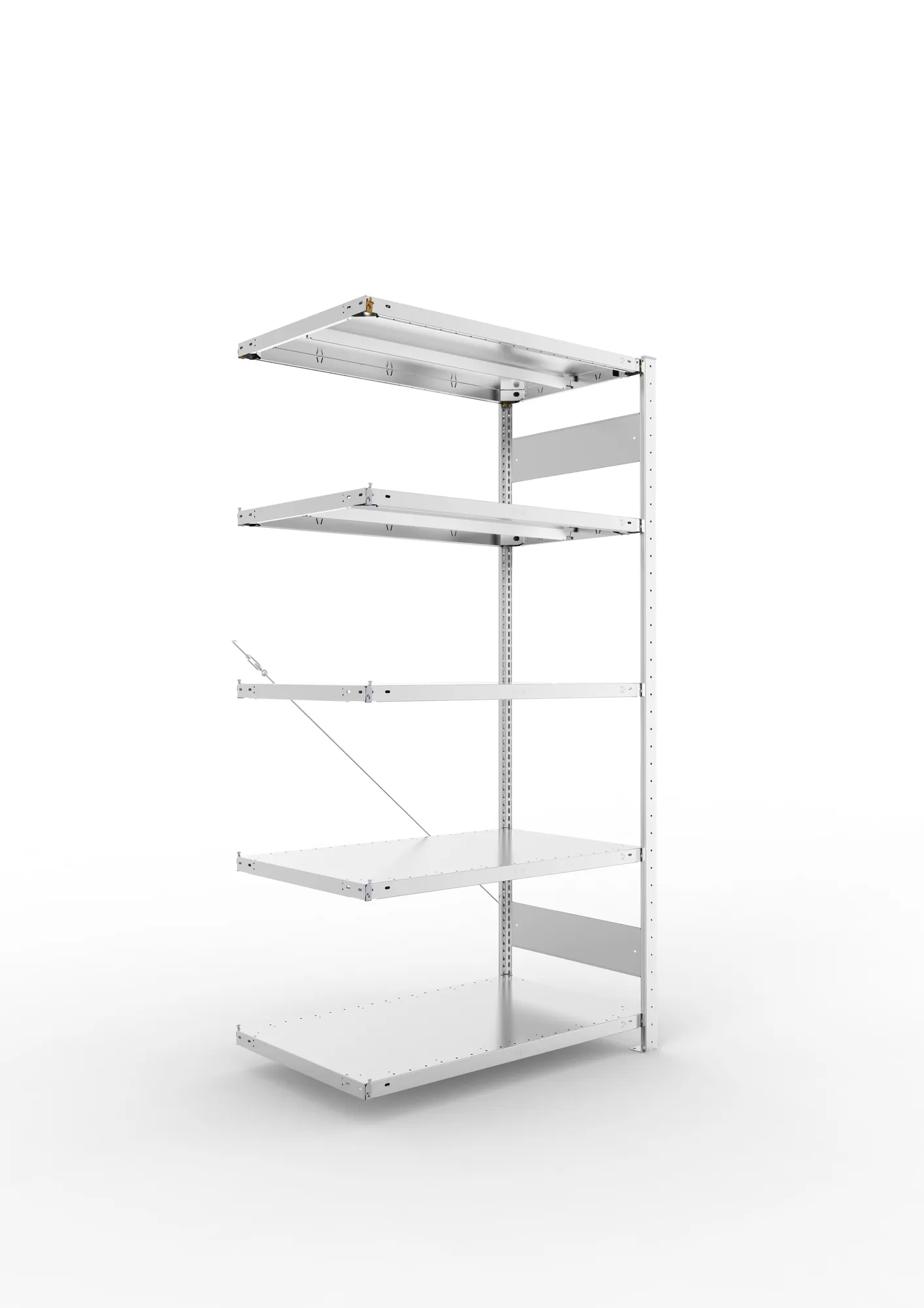 META CLIP | Fachbodenregal | Anbauregal | 2000 x 1000 x 600 mm | Fachlast 330 kg | 4+1 Ebenen | verzinkt