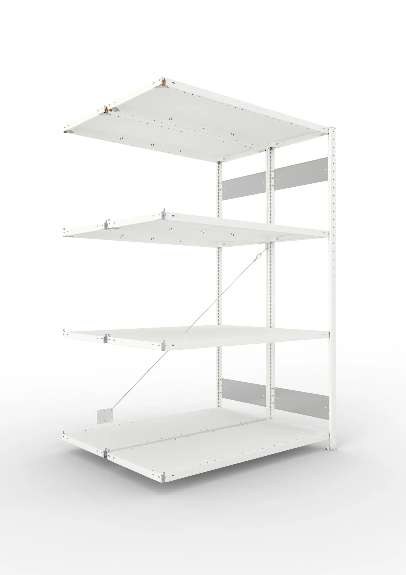 META CLIP S3 | Fachbodenregal | Doppel-Anbauregal | 2000 x 1300 x 500 mm | Fachlast 150 kg | 3+1 Ebenen | RAL 7035